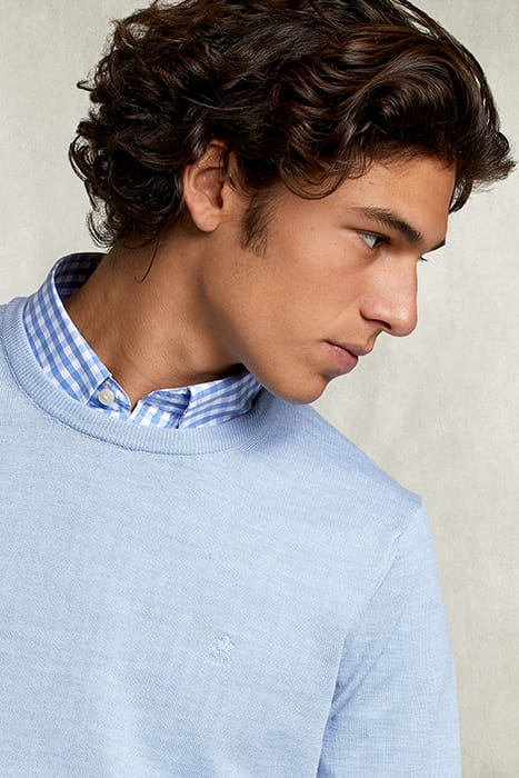 BASIC MERINO CREW NECK PULLOVER DOLPHIN MIX BLUE 4