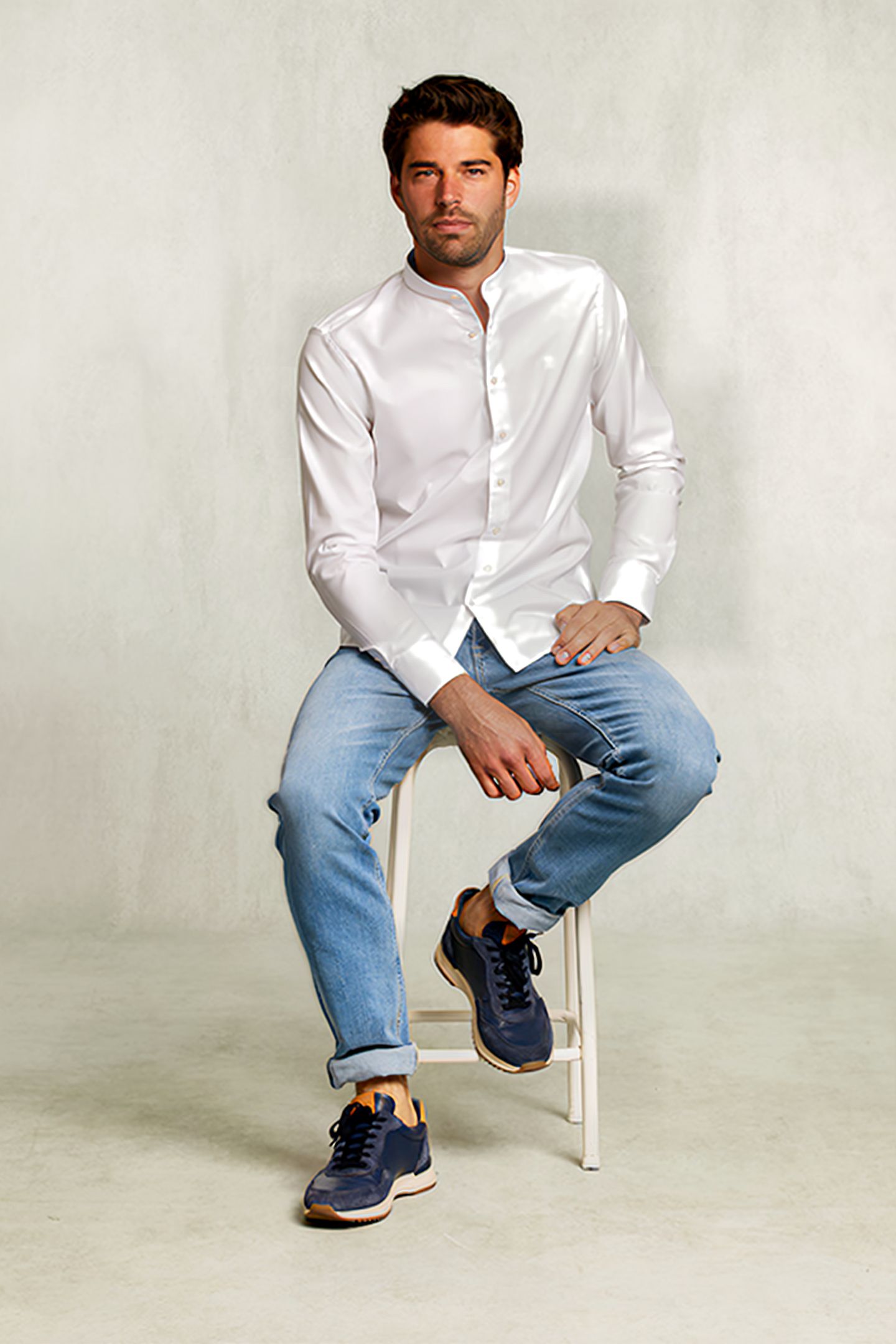 SLIM FIT UNI SHIRT HENLEY COLLAR WHITE WHITE 3