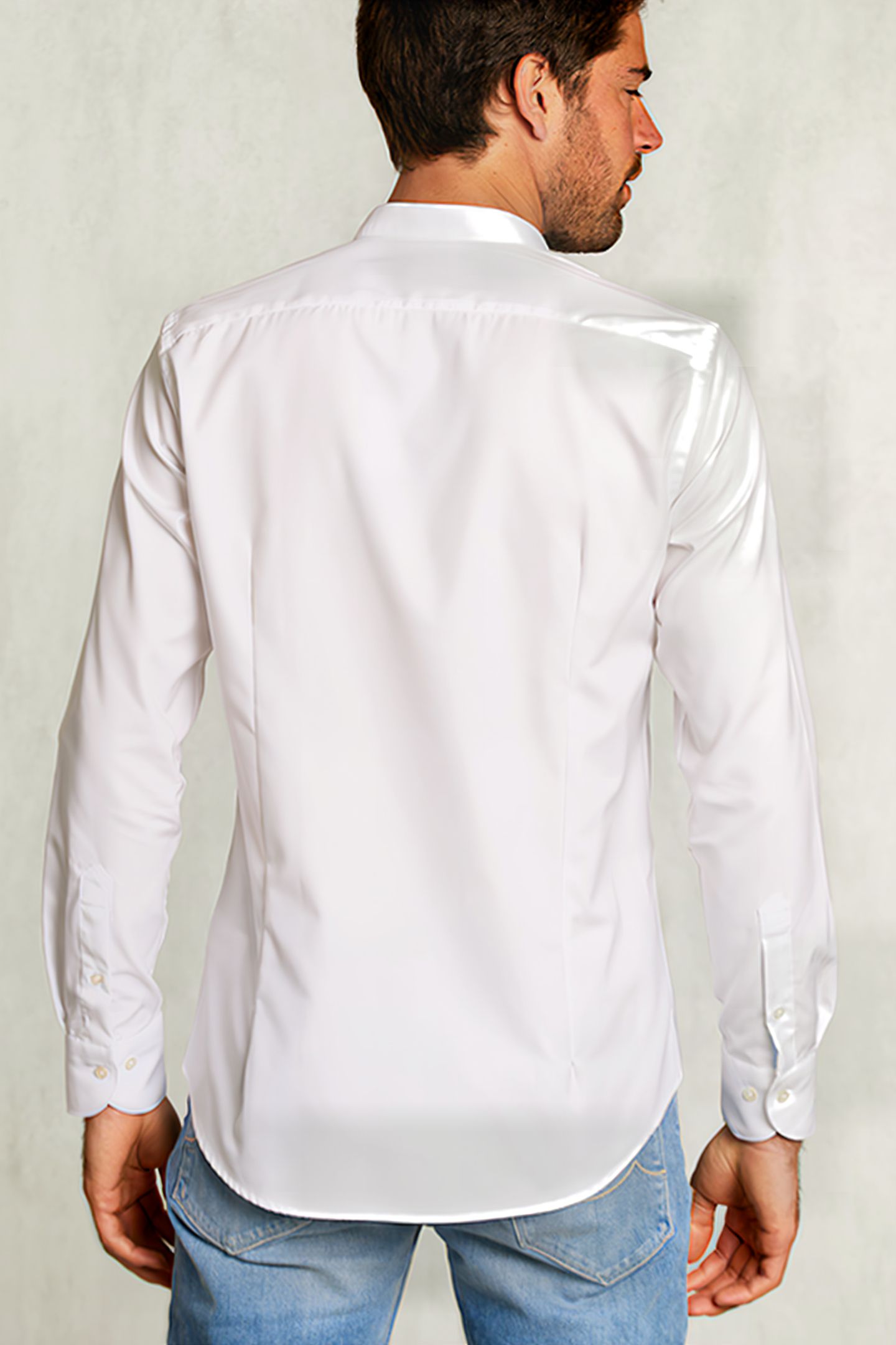 SLIM FIT UNI SHIRT HENLEY COLLAR WHITE WHITE 2