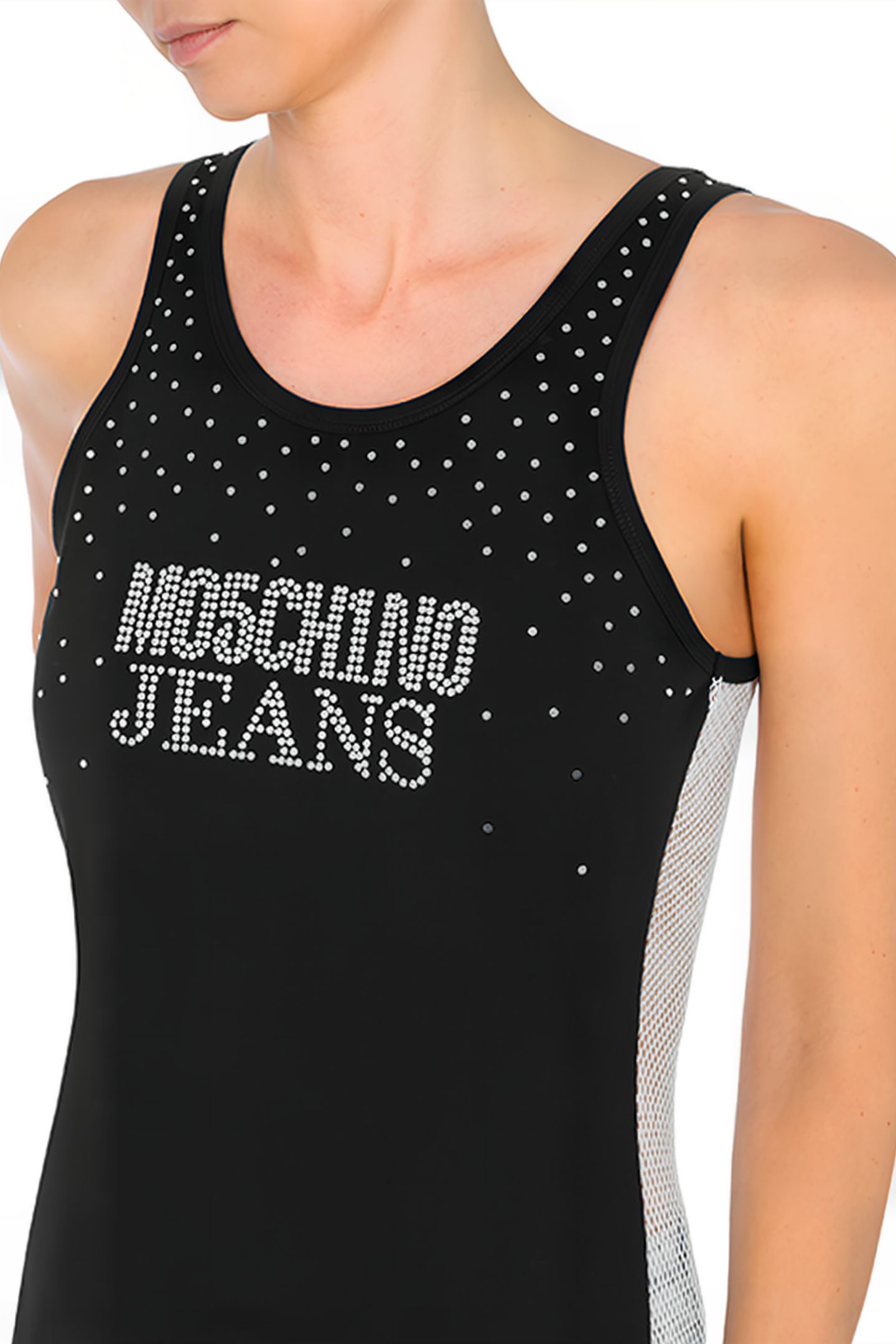 RHINESTONE LOGO JERSEY TANK TOP BLACK 4