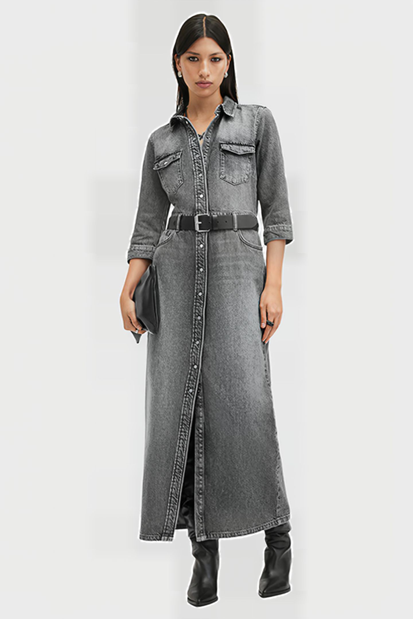 BLAIR LS DENIM DRESS WASHED BLACK 4