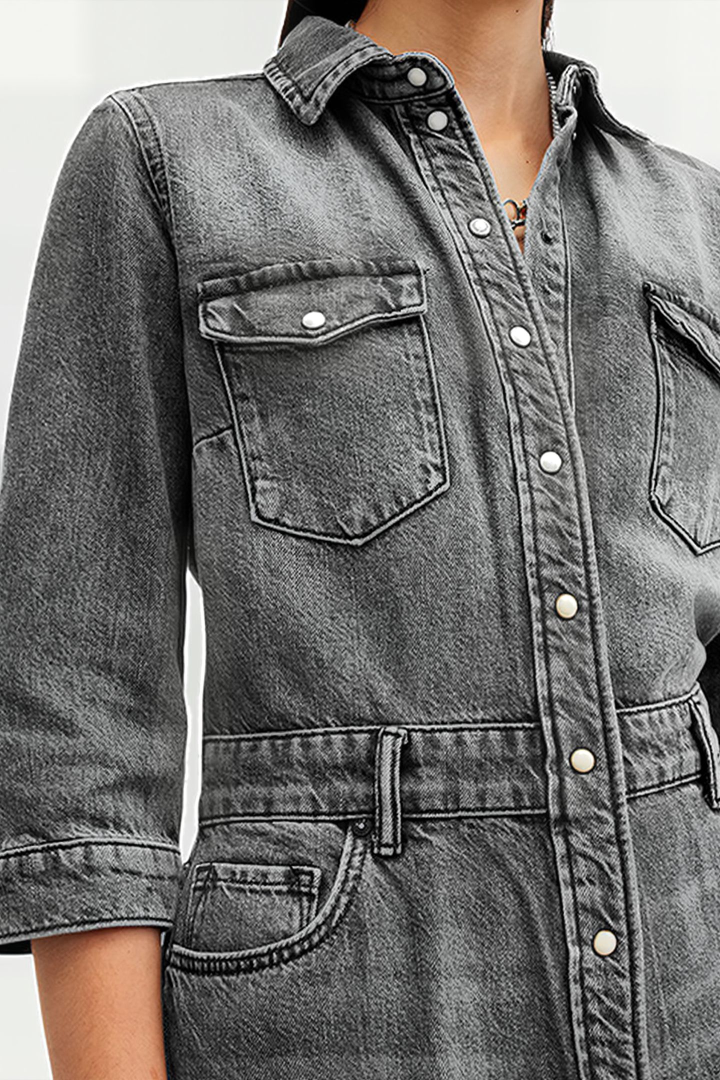 BLAIR LS DENIM DRESS WASHED BLACK 7