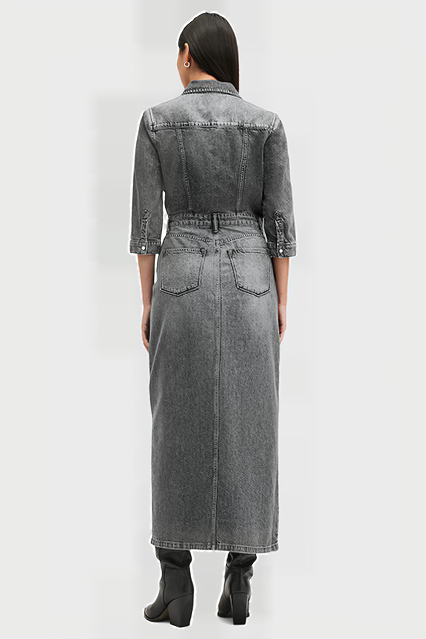BLAIR LS DENIM DRESS WASHED BLACK 2