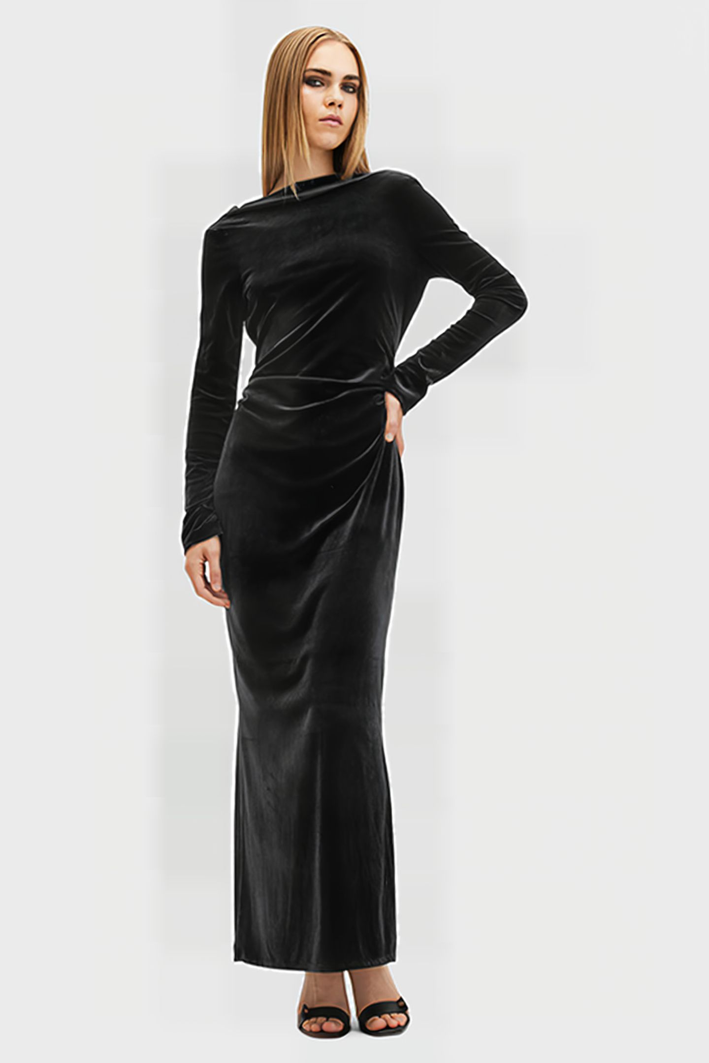 AMORET VELVET DRESS BLACK 1