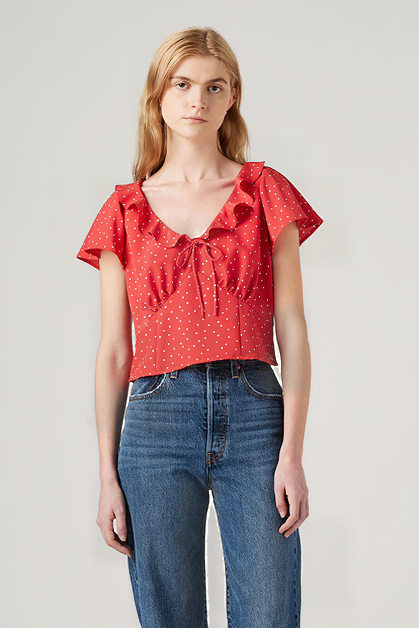 MYLENE BLOUSE GALIA DOT CORAL RED PRINT 1