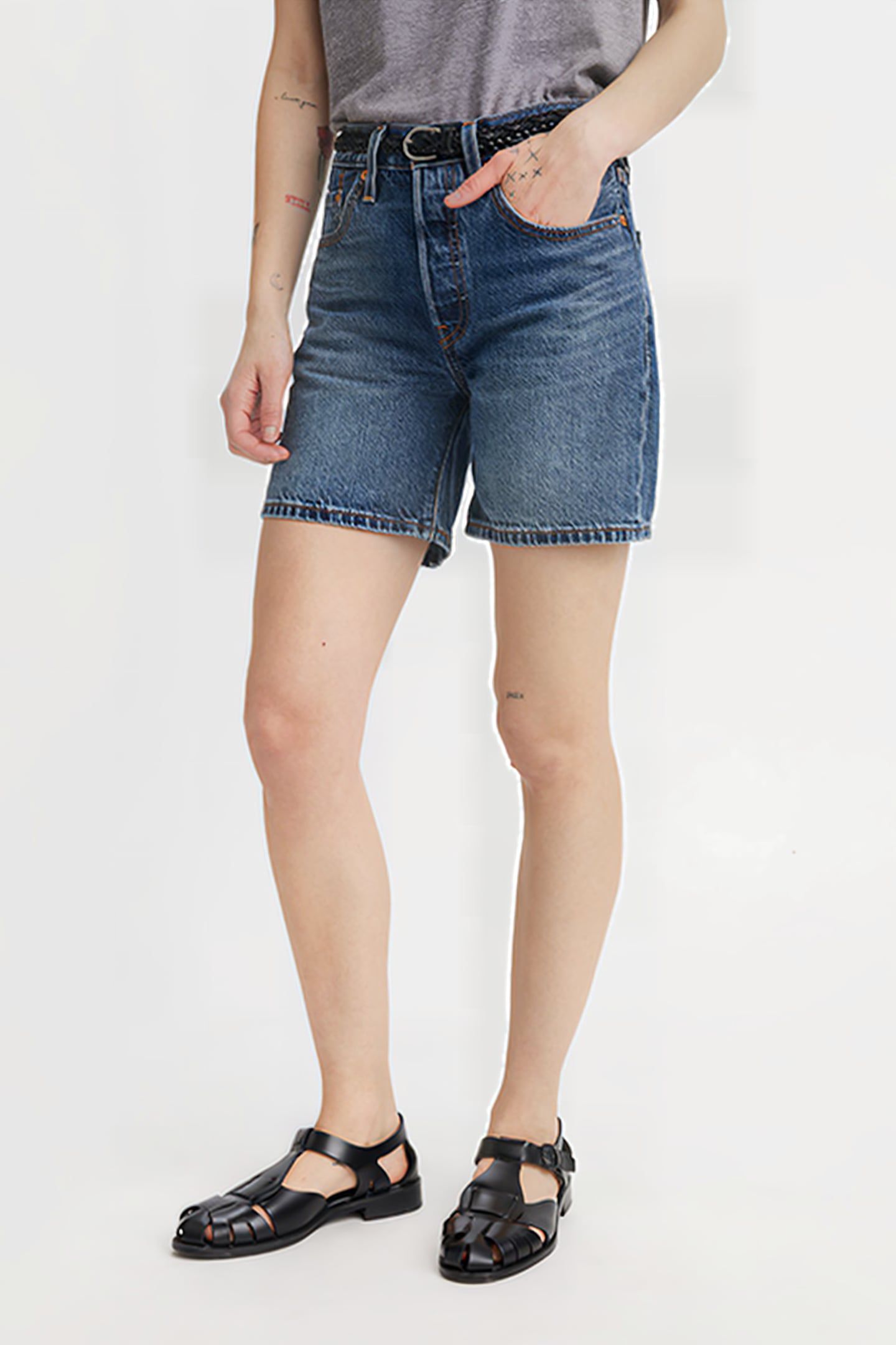501 MID THIGH SHORT LW CROSSING CANVAS 1