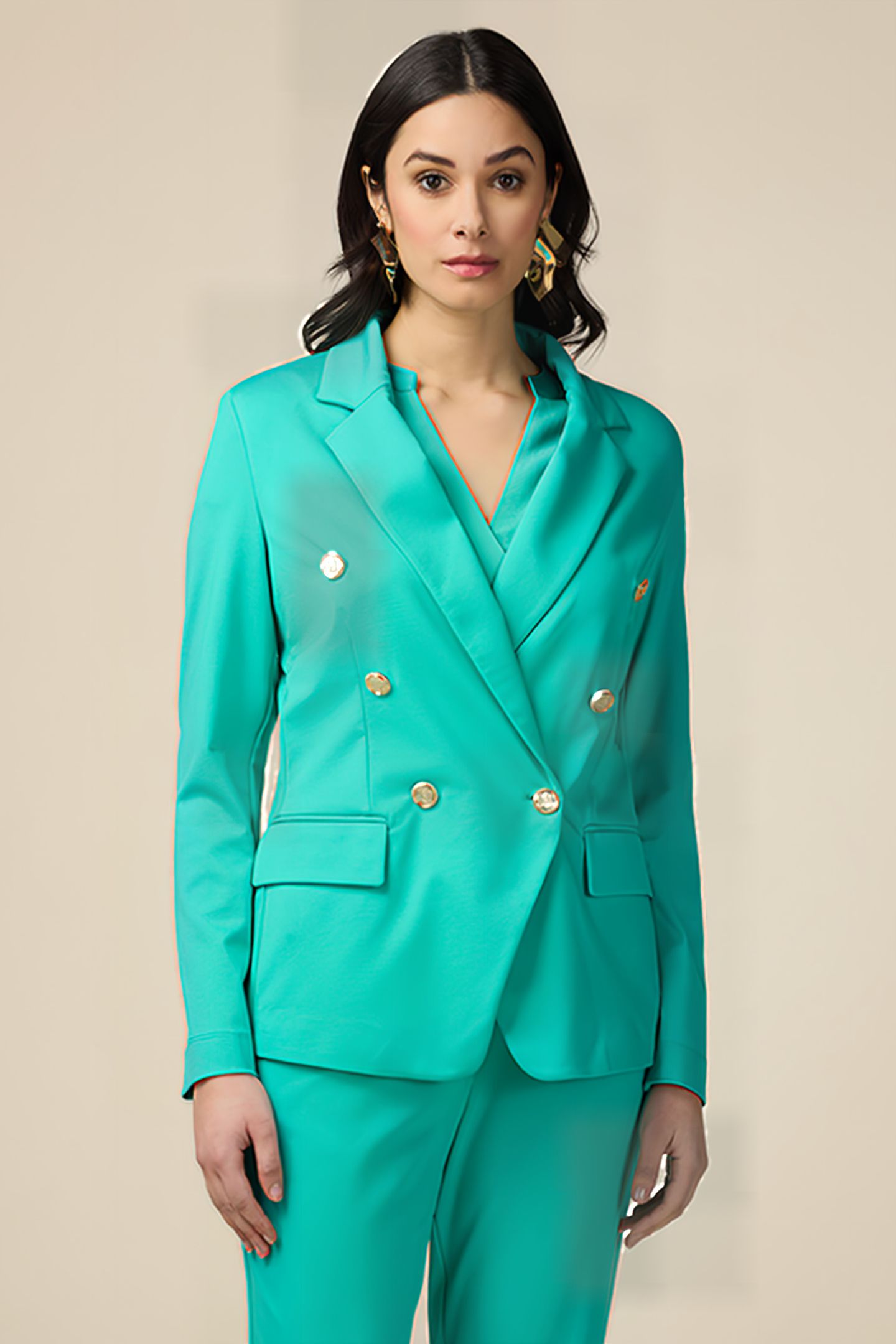 DOUBLE-BREASTED JERSEY BLAZER GREEN 1