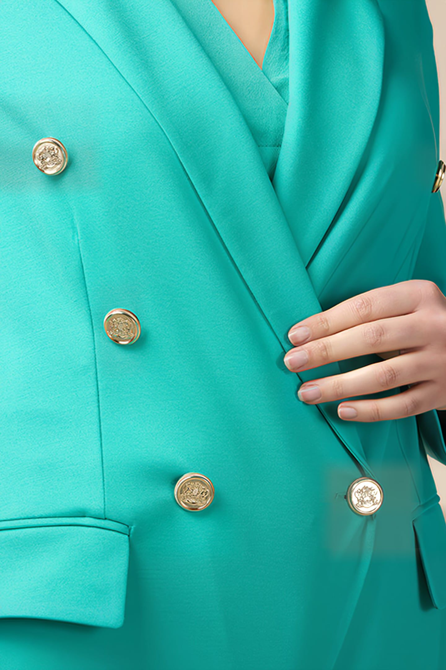 DOUBLE-BREASTED JERSEY BLAZER GREEN 5