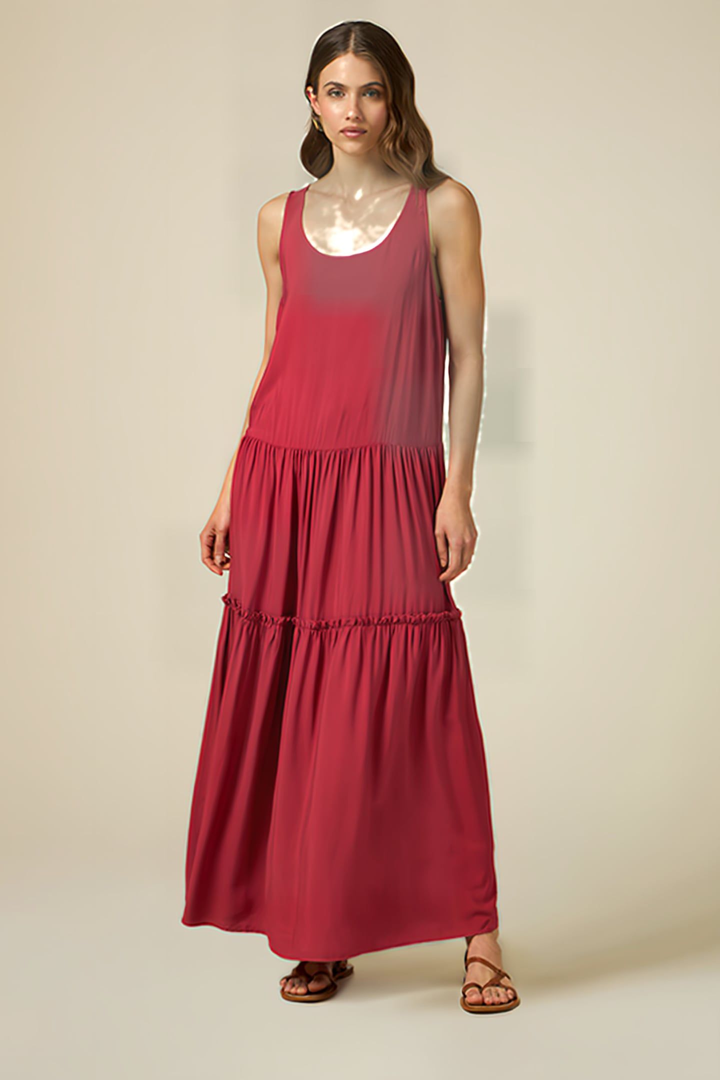 LONG VISCOSE DRESS RED 1