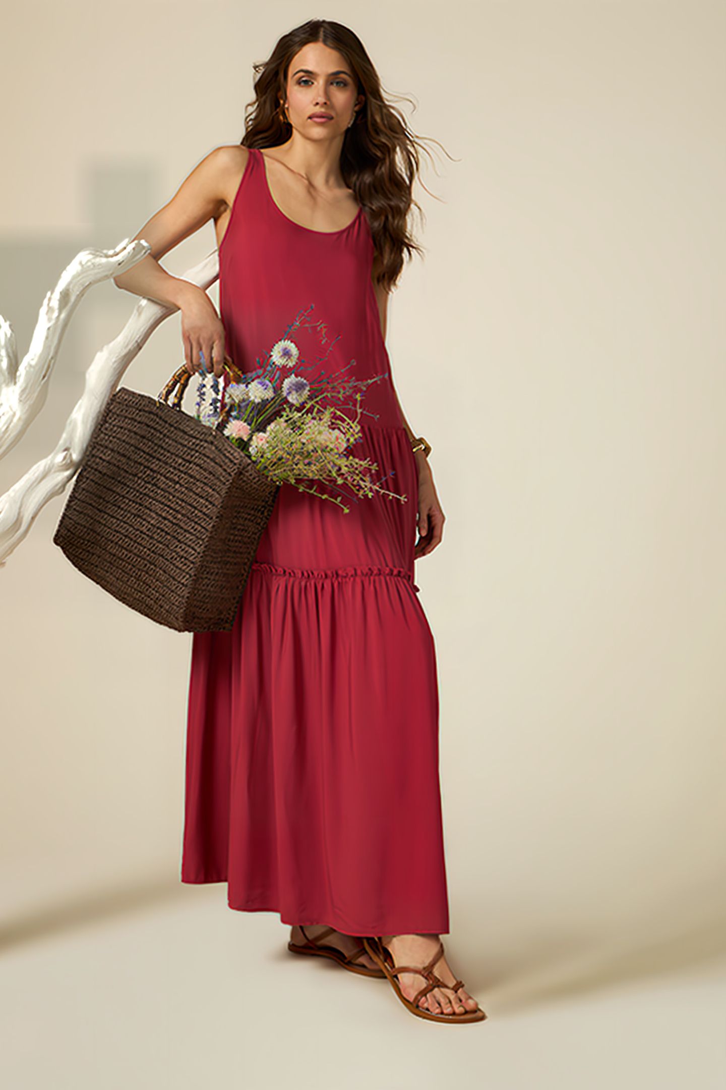 LONG VISCOSE DRESS RED 4
