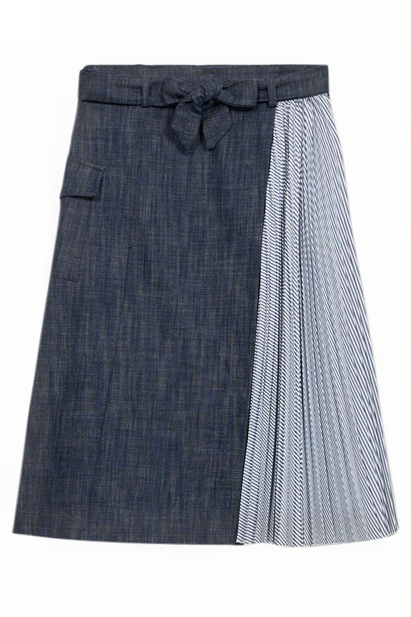 FLARED DENIM SKIRT WITH PLEATED DETAIL BLUE 4