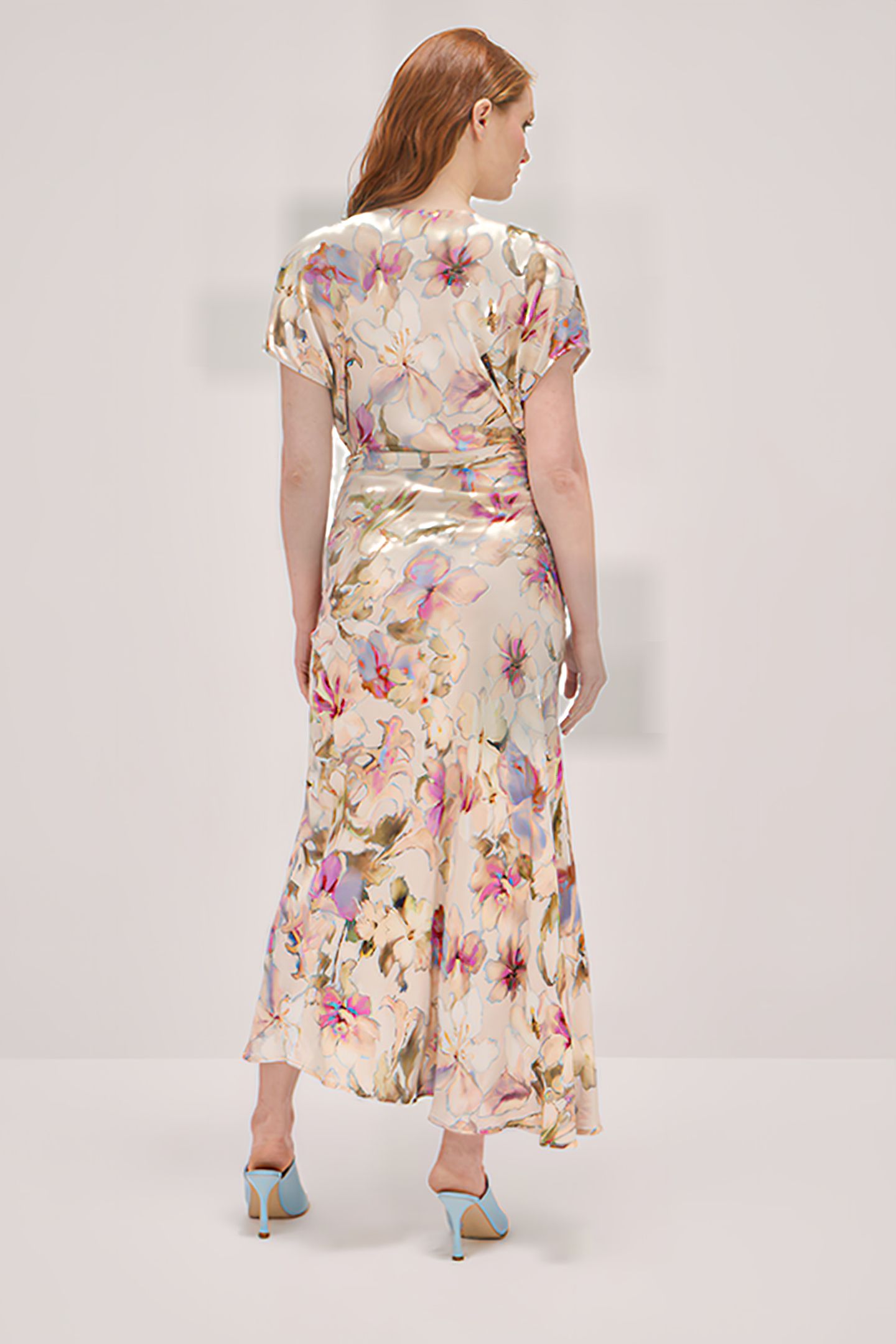 LONG FLORAL PRINT DRESS NATURAL 2