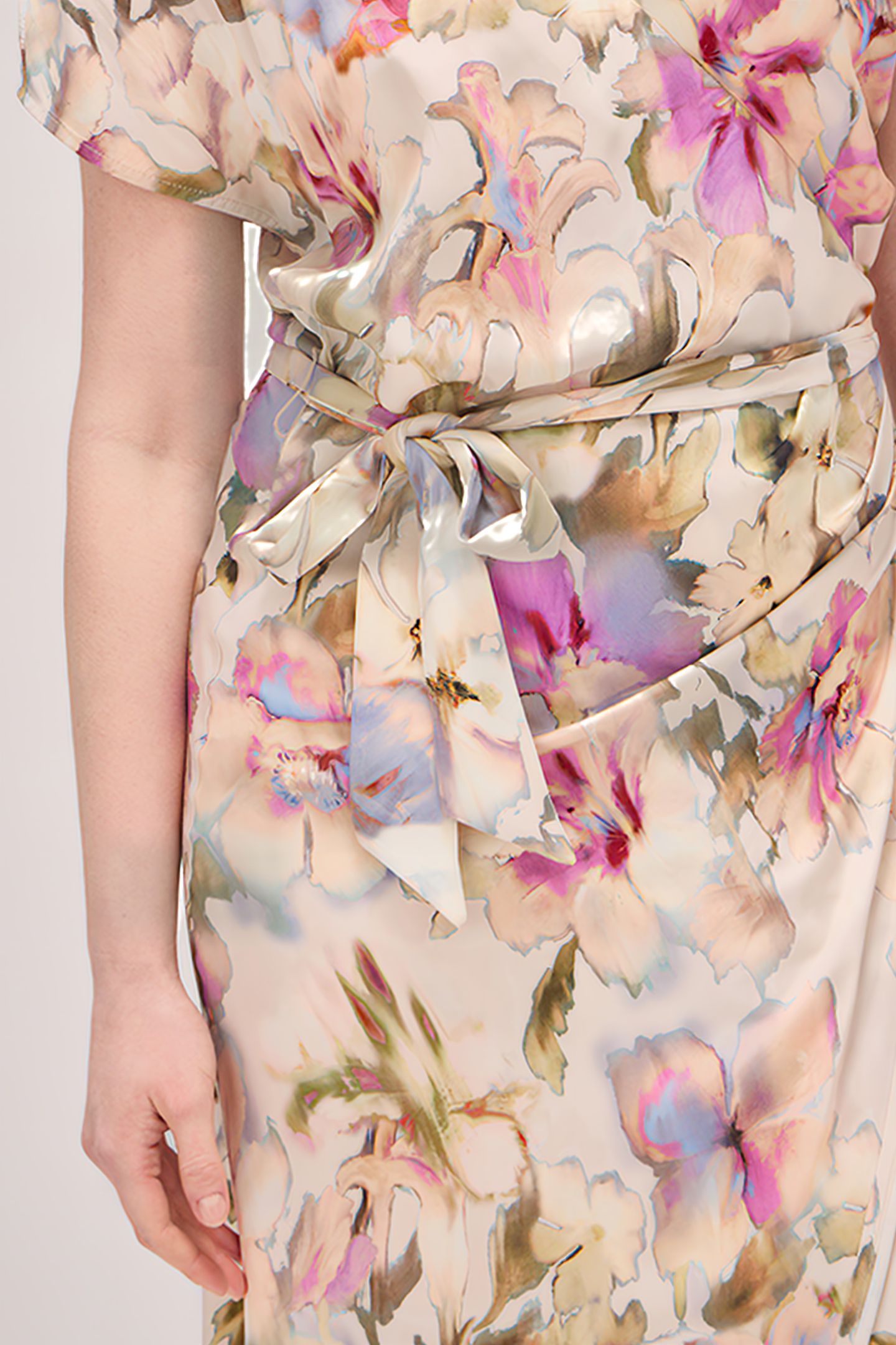 LONG FLORAL PRINT DRESS NATURAL 5