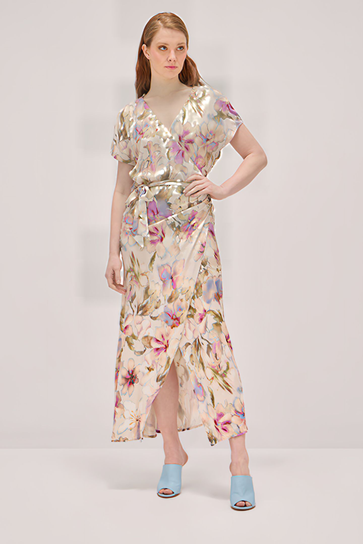 LONG FLORAL PRINT DRESS NATURAL 4