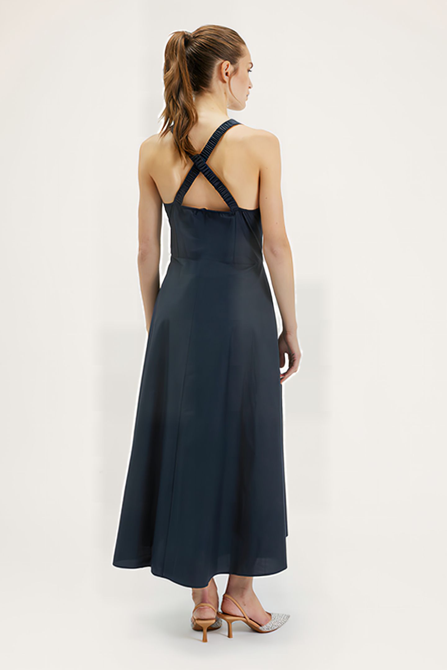 LONG DRESS WITH BACK CROSSOVER BLUE 2