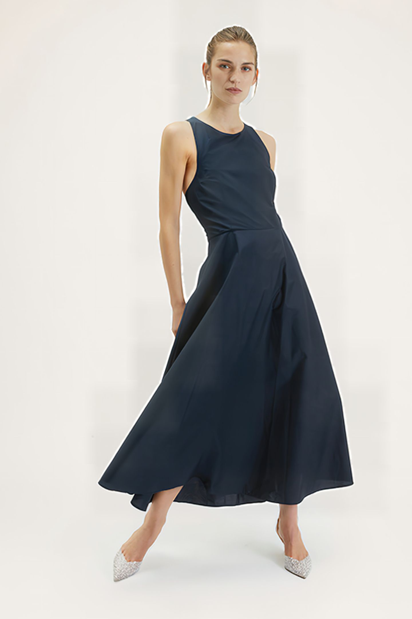 LONG DRESS WITH BACK CROSSOVER BLUE 4