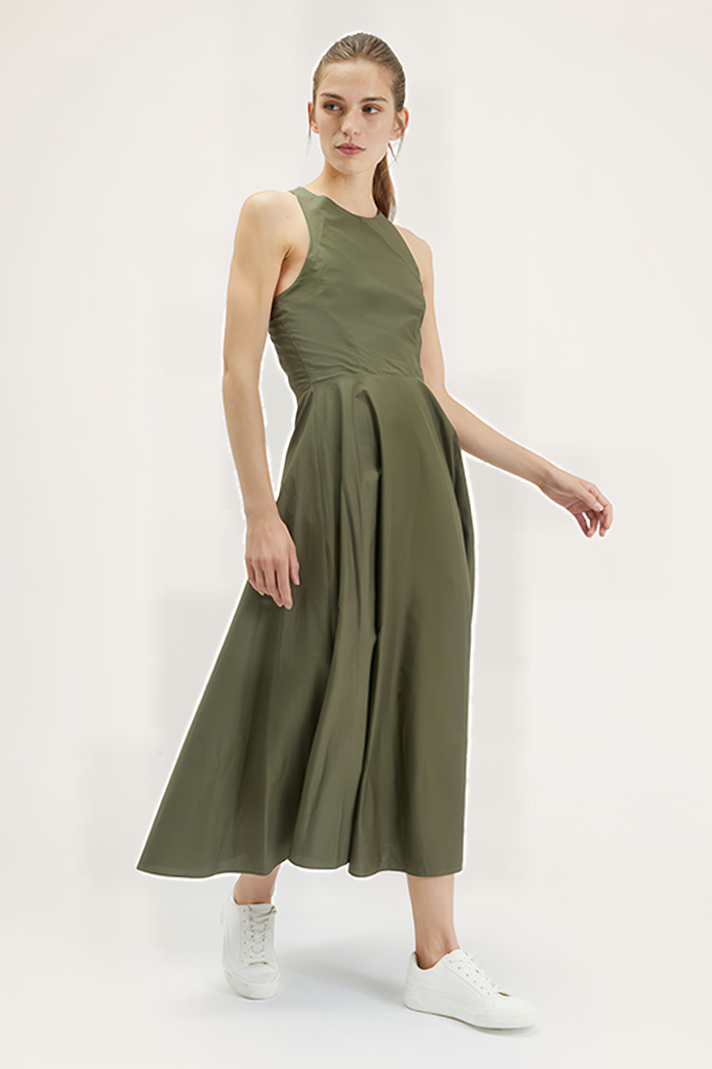 LONG DRESS WITH BACK CROSSOVER GREEN 4
