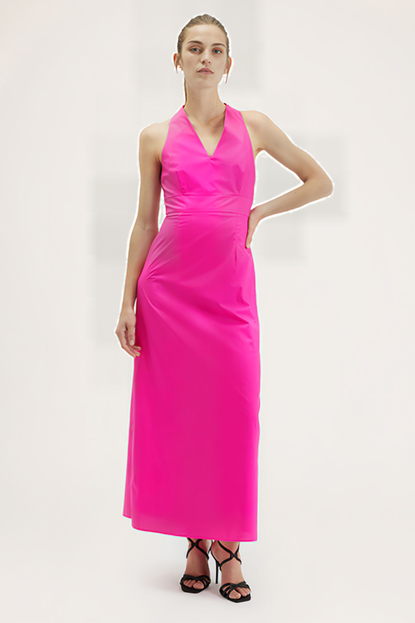 LONG POPLIN DRESS FUCSIA 1