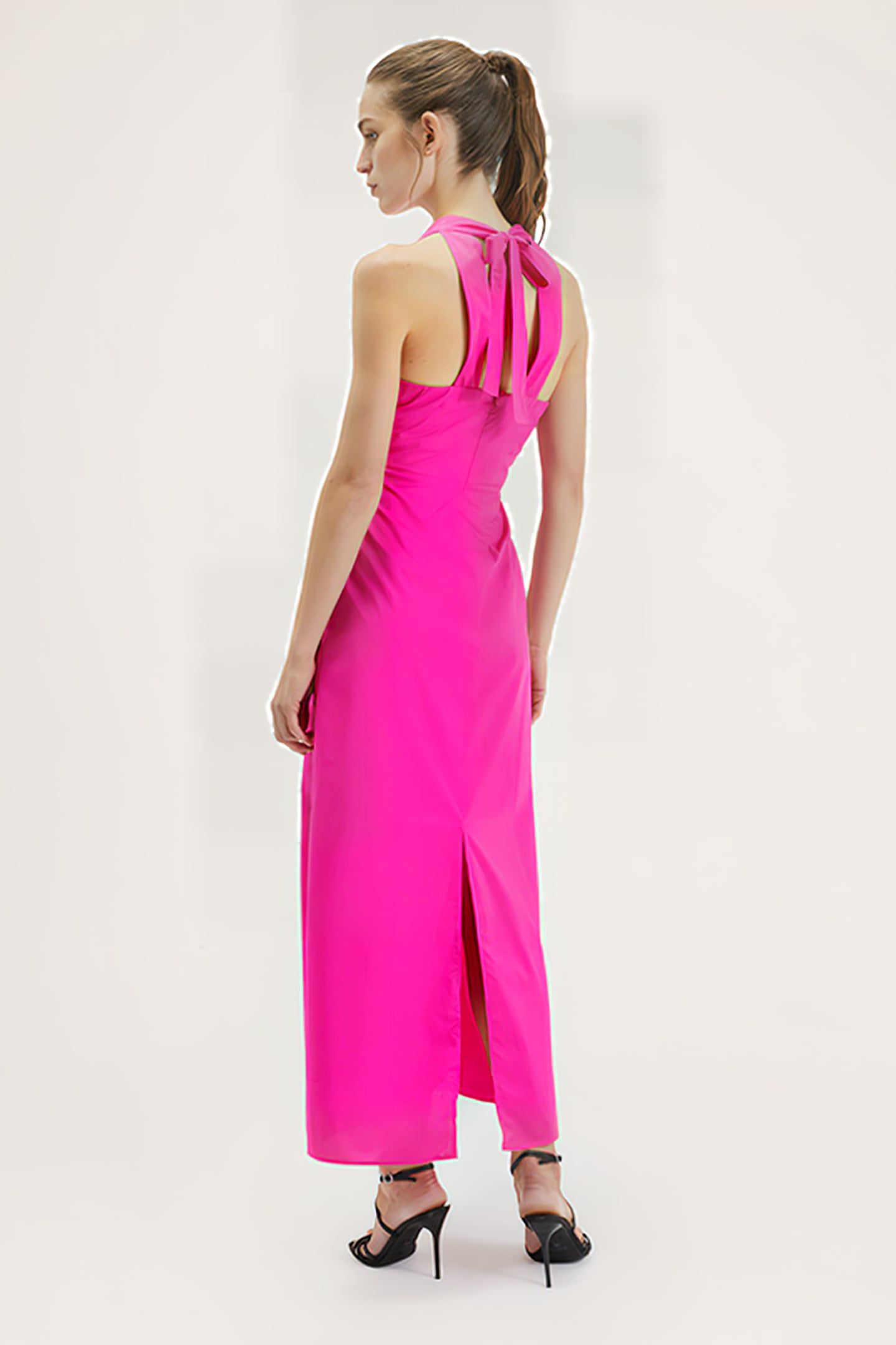 LONG POPLIN DRESS FUCSIA 2