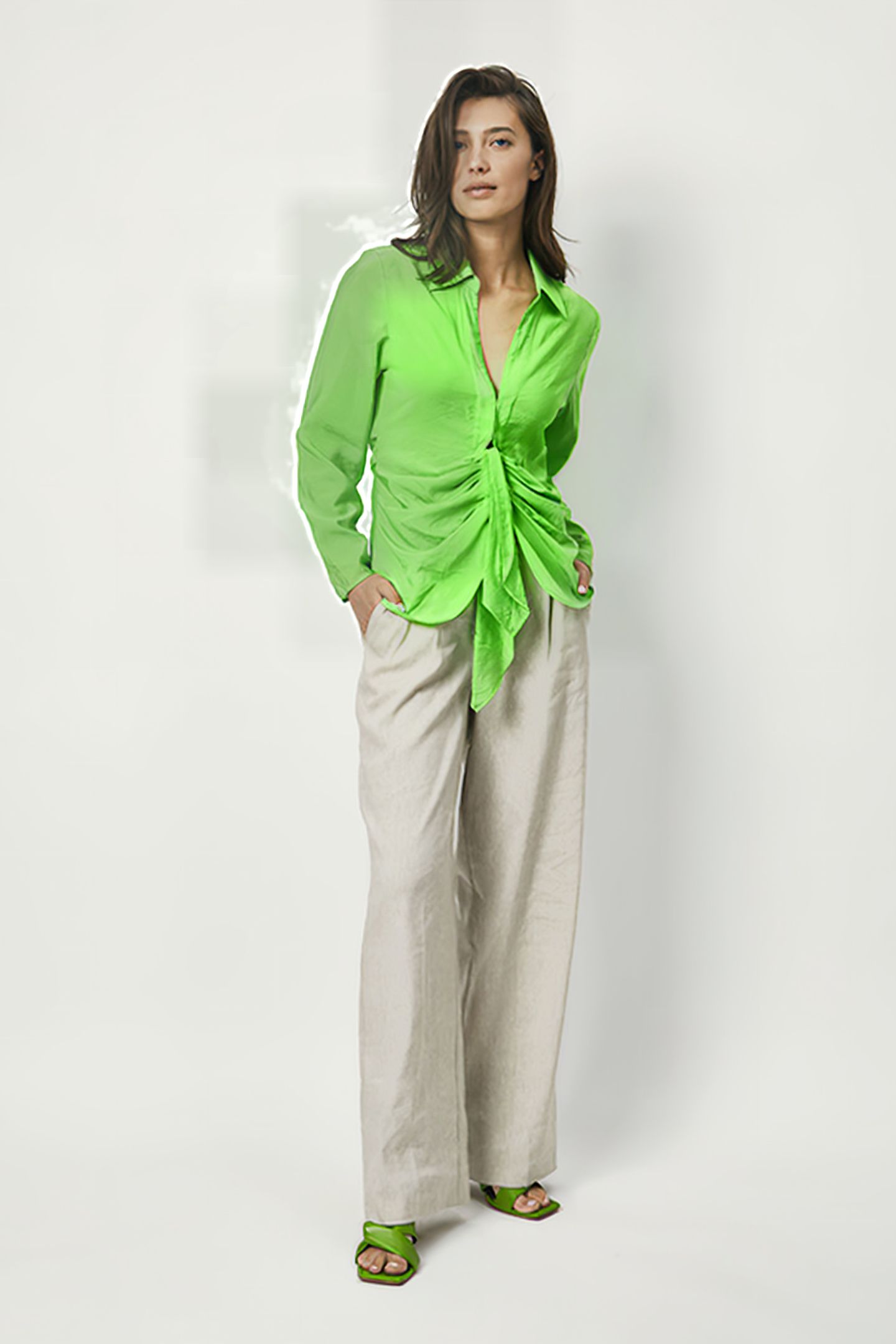PANSY DRAPEY BLOUSE GREEN FLARE 9