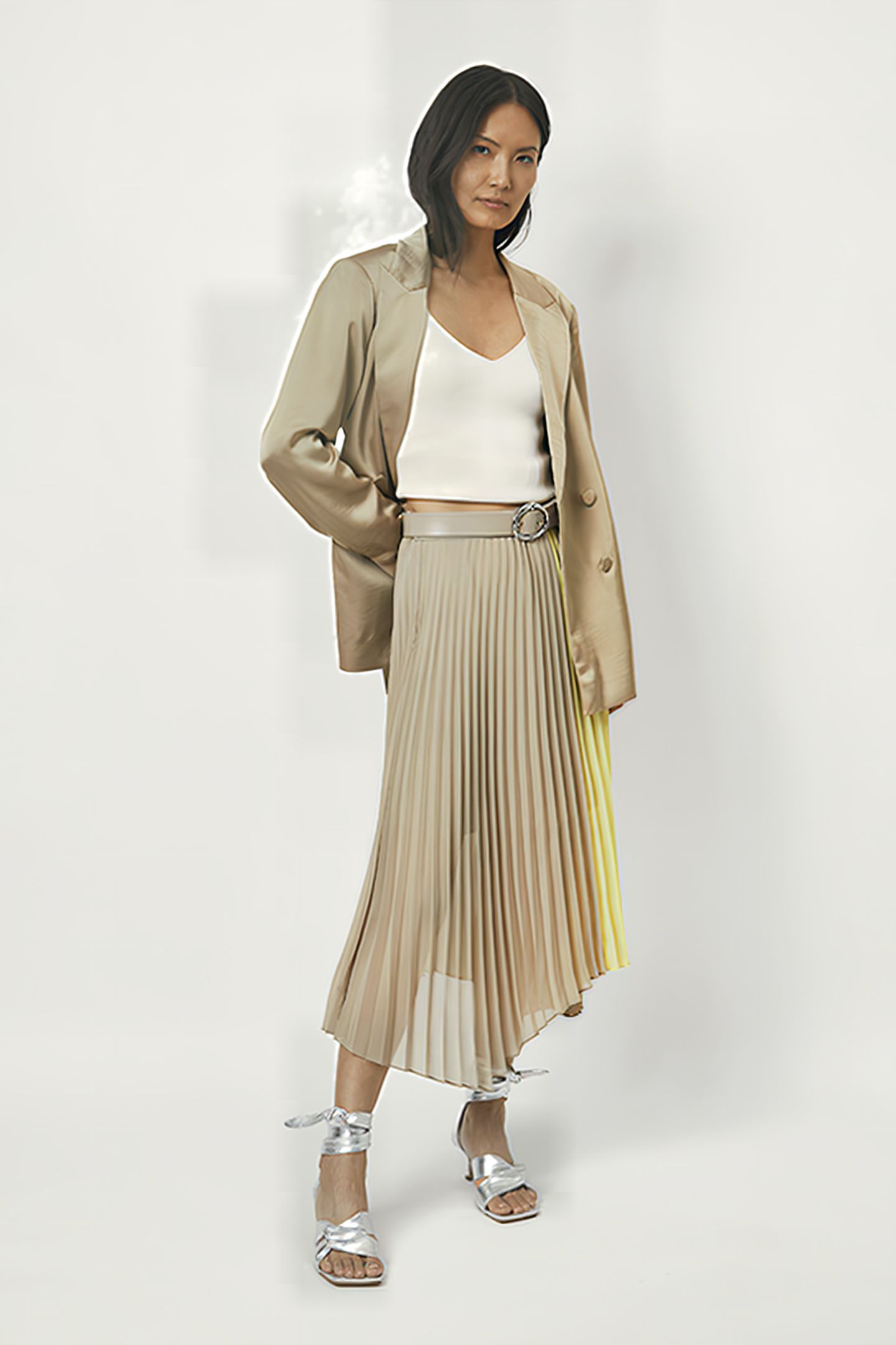 FARAWAY COLOURBLOCK SKIRT DRY SAND 6