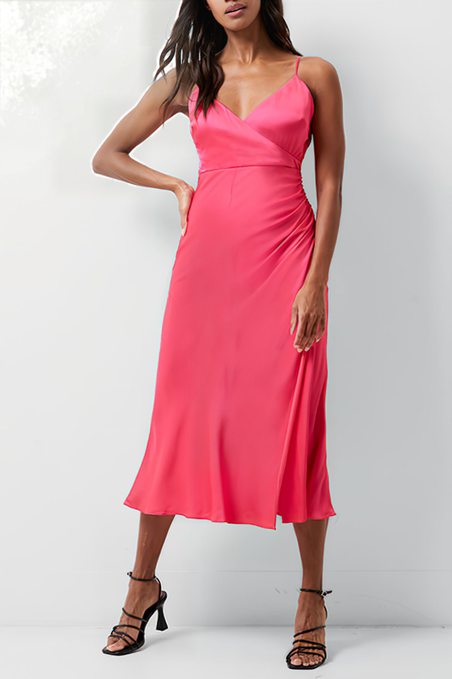 ENNIS SATIN SLIP MIDI DRESS AZALEA 3