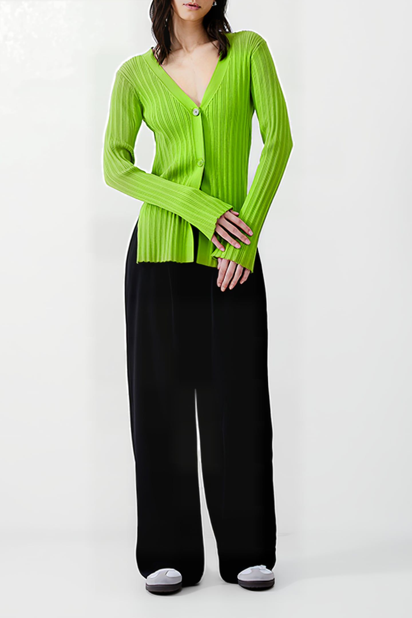 LEONORA L/S CARDIGAN WASABI 2