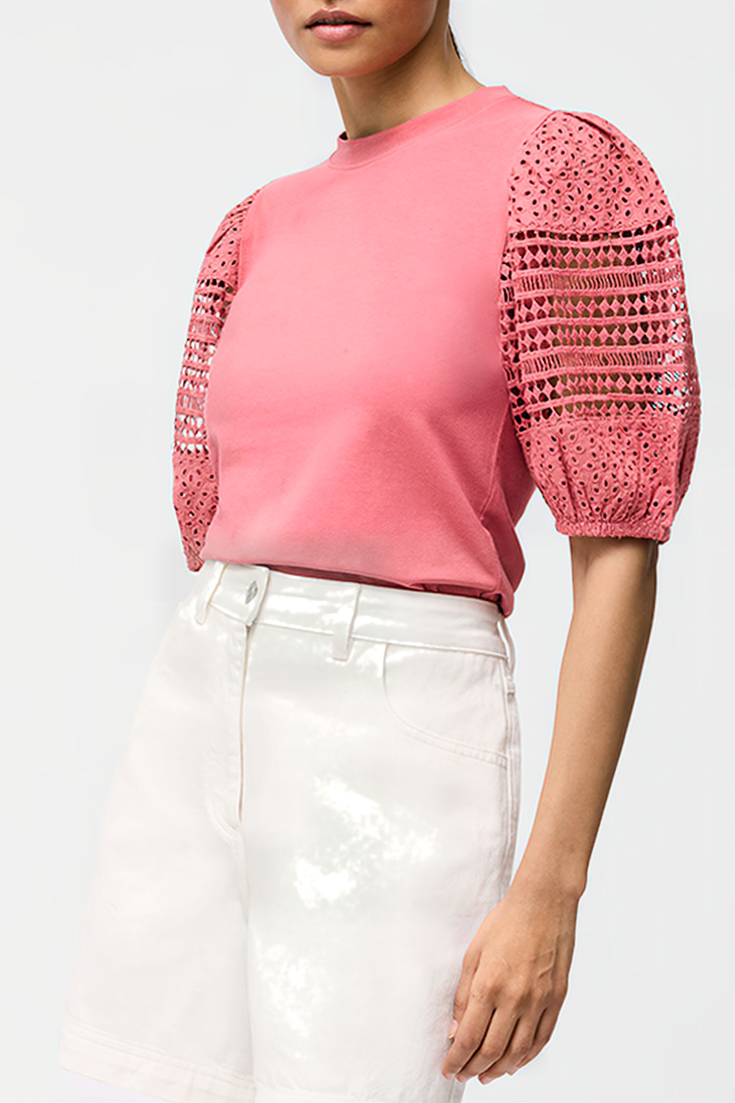 CROCHET LACE PUFF SLEEVE TOP ROSE KISS 3