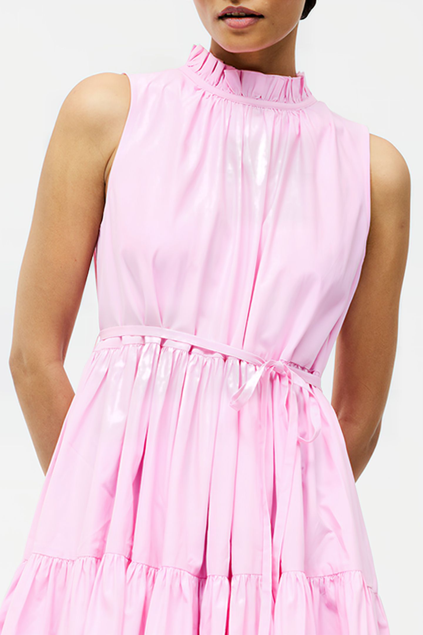 TIERED POPLIN MINI DRESS STRAWBERRY SHAKE 4
