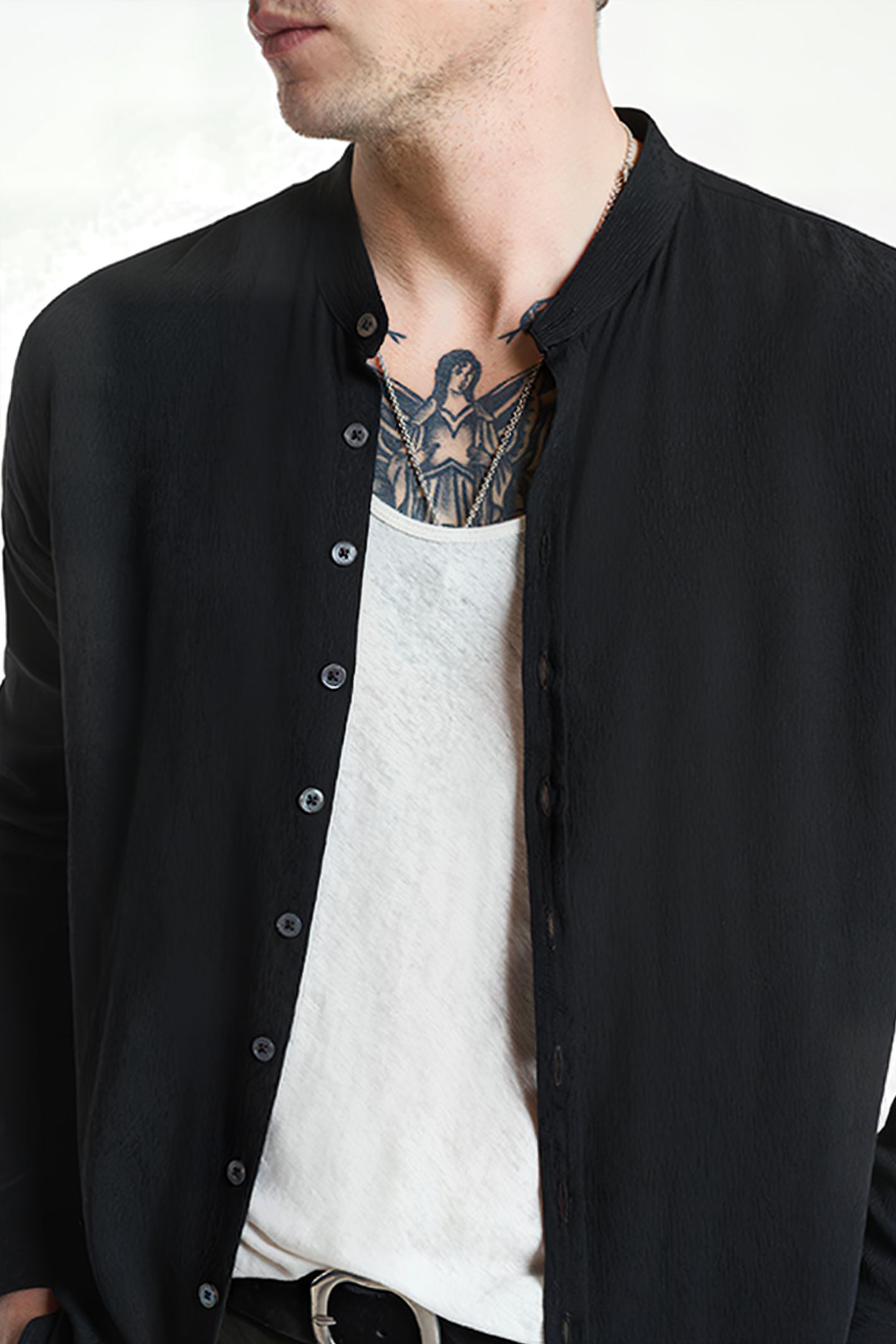 MULTI BUTTON BAND COLLAR BLACK 3