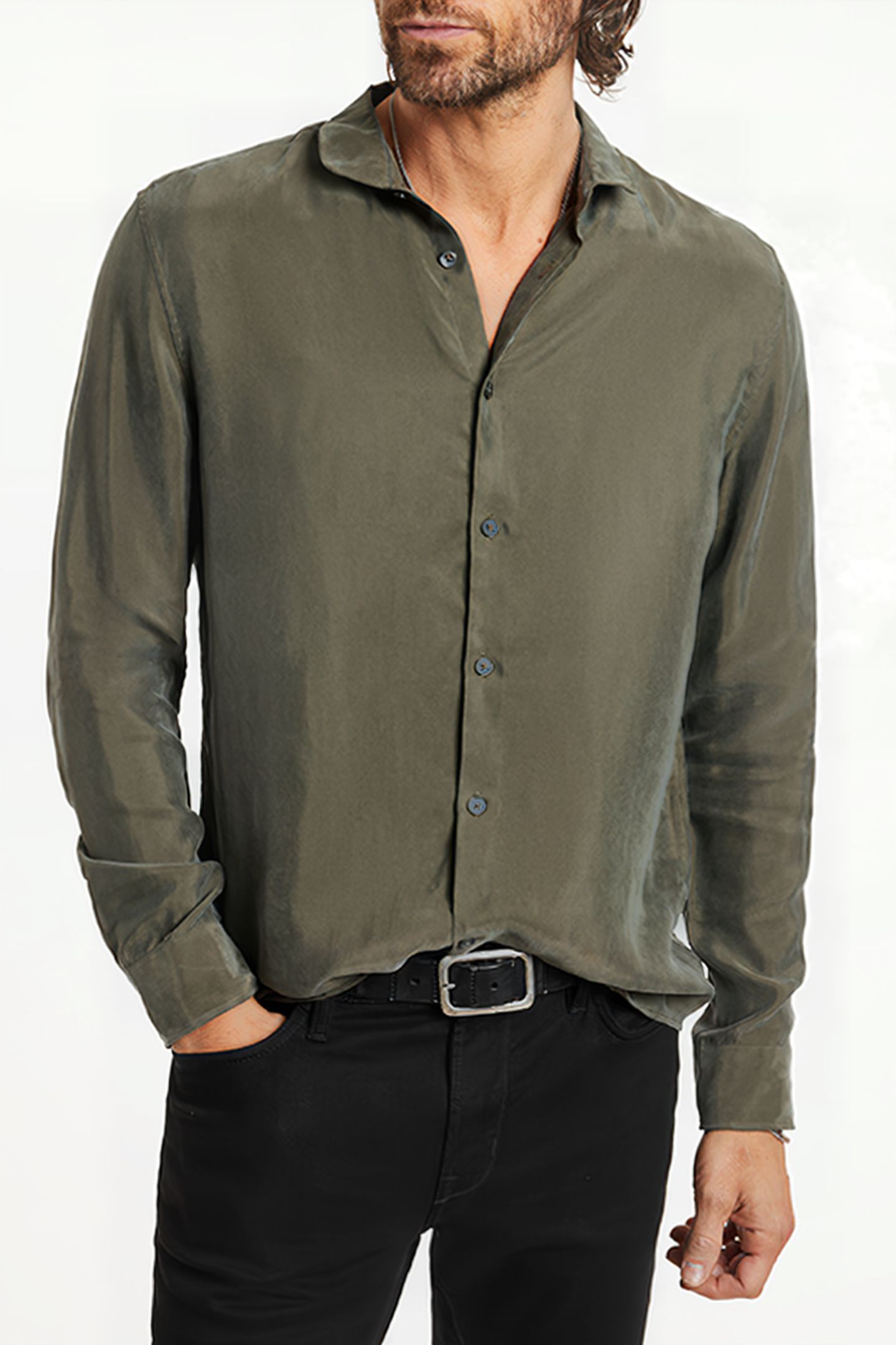 SLIM FIT SHIRT WITH WIRE DEEP OLIVE 1