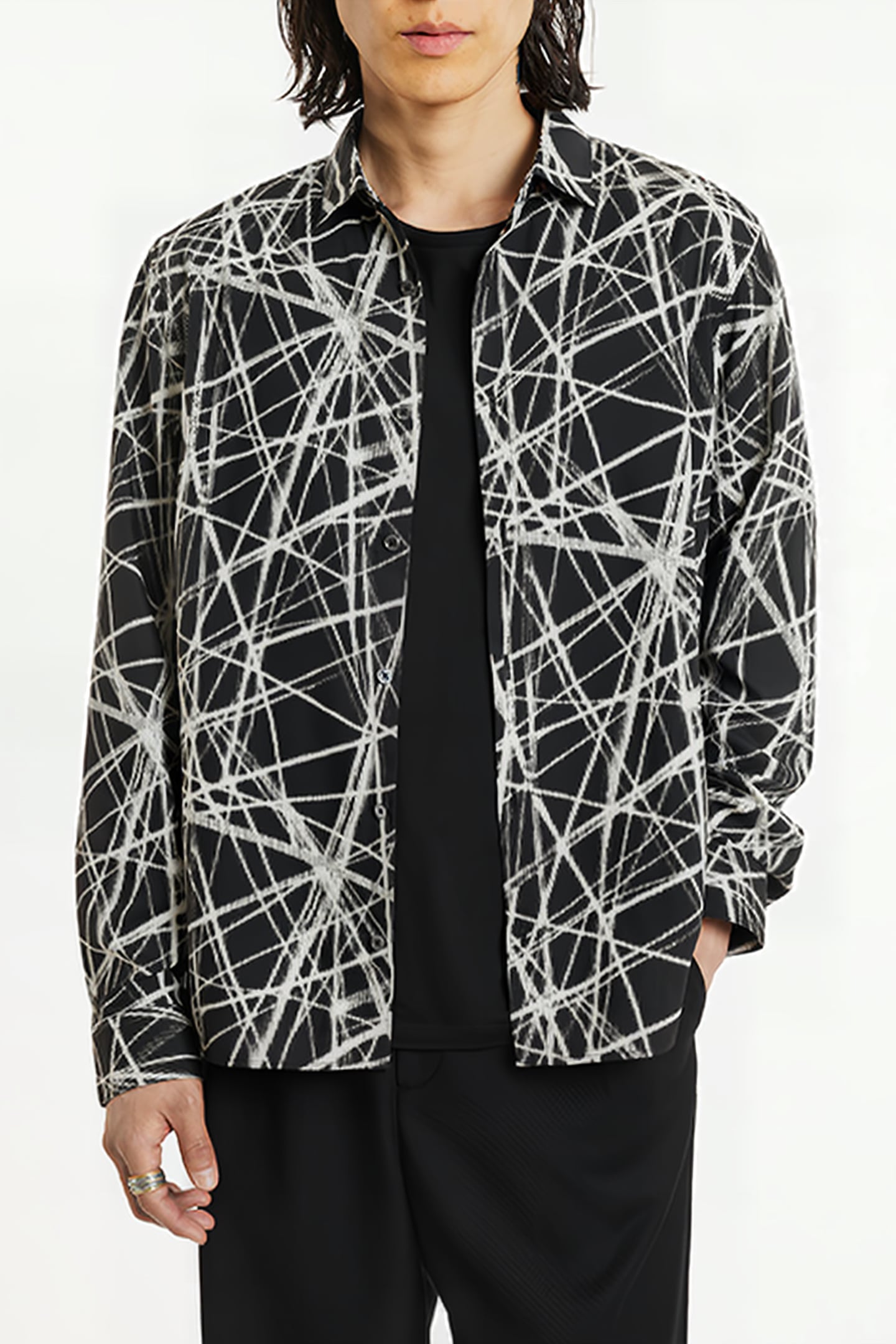 STRAIGHT BOTTOM HEM SHIRT MINERAL BLK 1