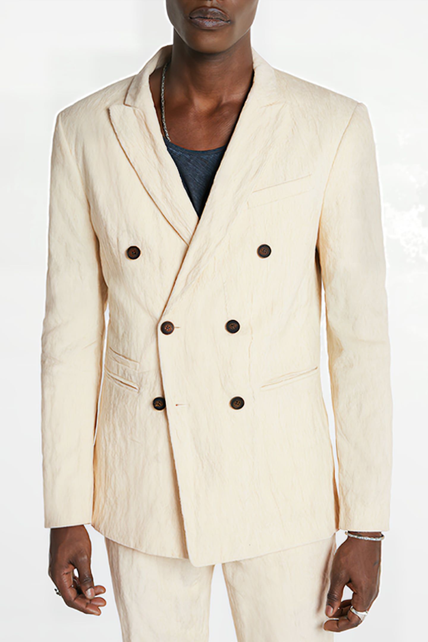 PEAK LAPEL DB JACKET CHINA WHITE 1