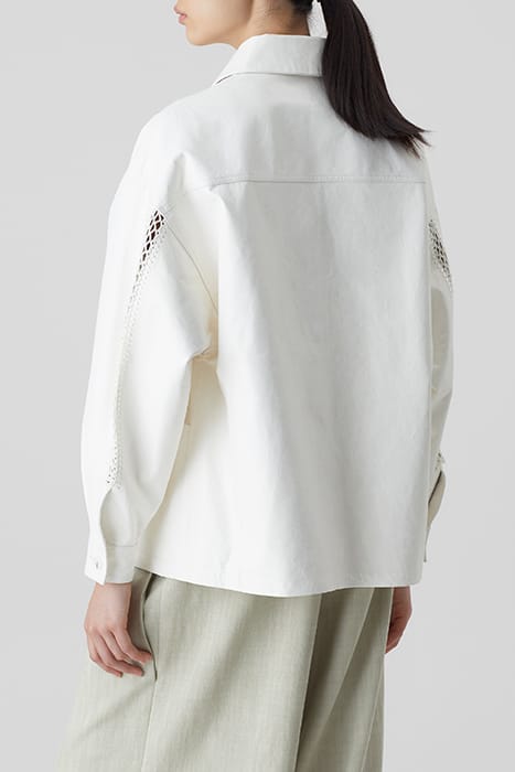 WHITE LEATHER JACKET WITH SEAMING DETAILS 2