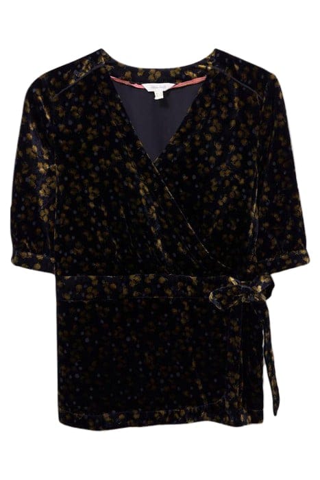 ISABELLE VELVET WRAP TOP GREY MULTI 1