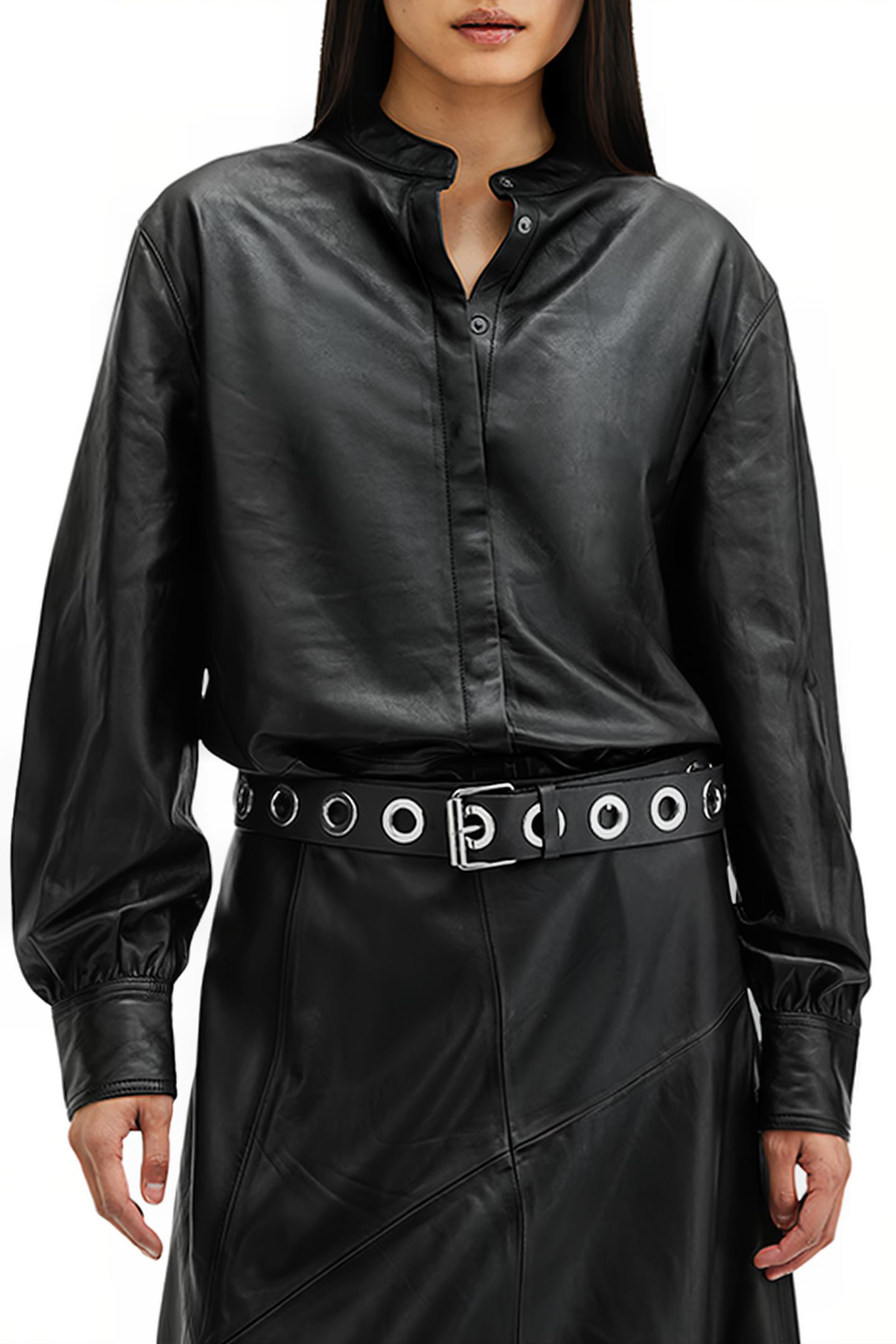 SARA LEATHER SHIRT BLACK 1