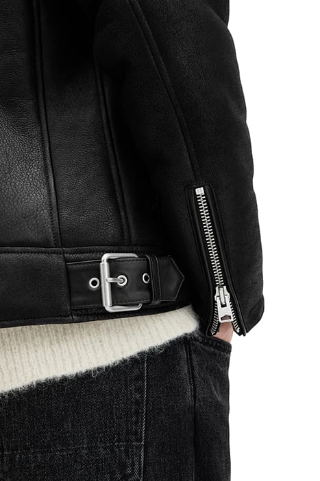 XENA SHEARLING BIKER BLACK/BLACK 10