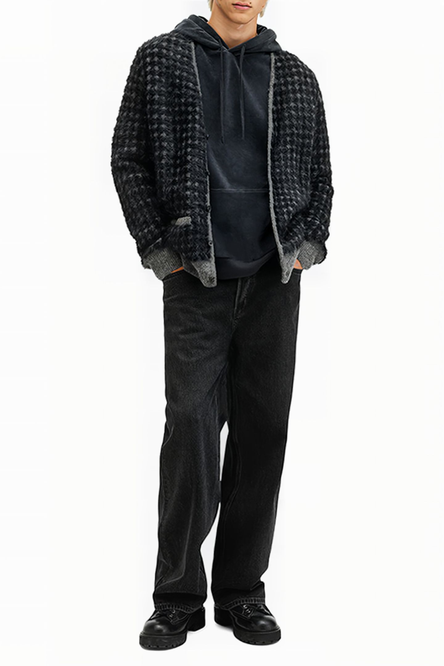 EDGAR CARDIGAN GREY/BLACK 3