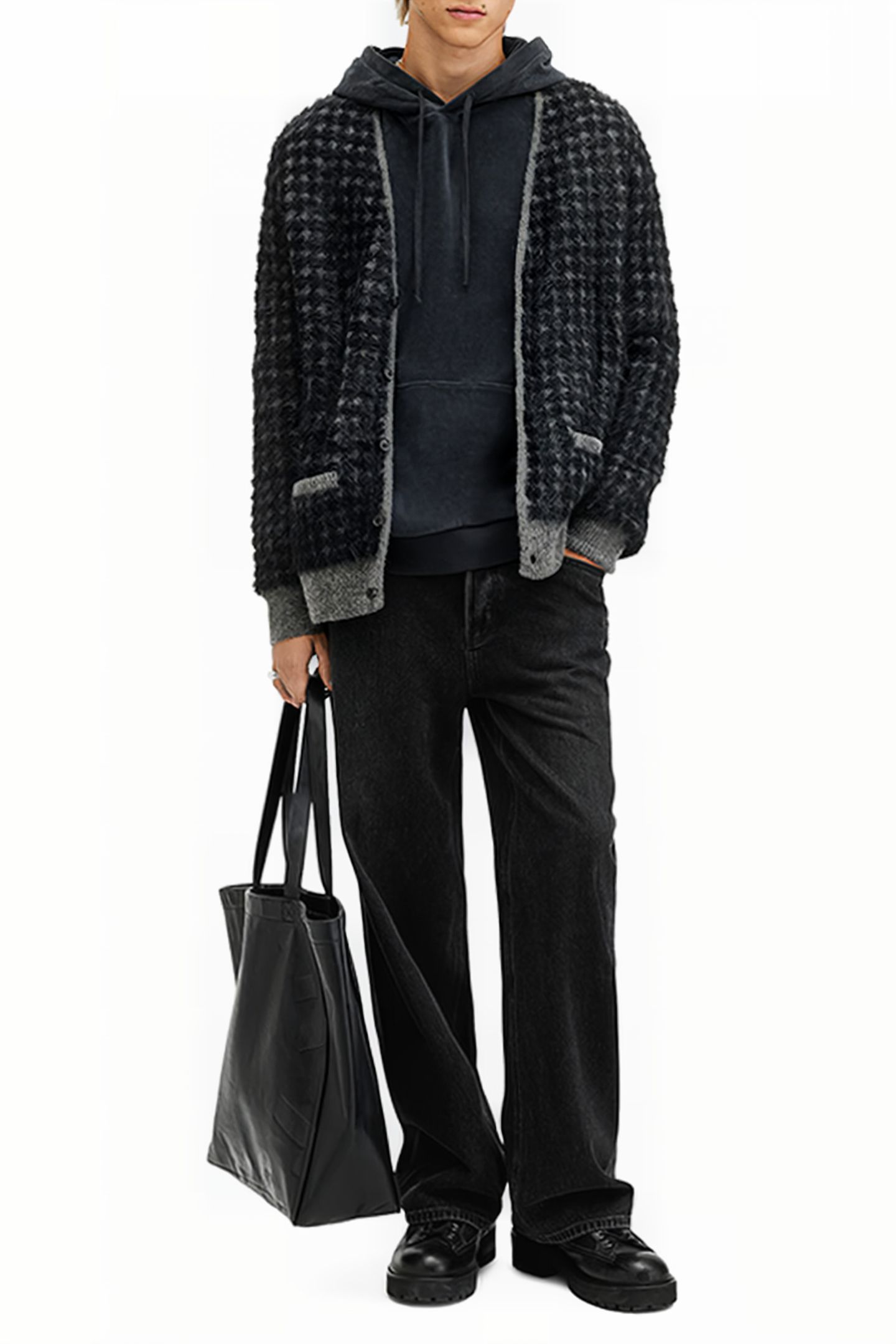 EDGAR CARDIGAN GREY/BLACK 5