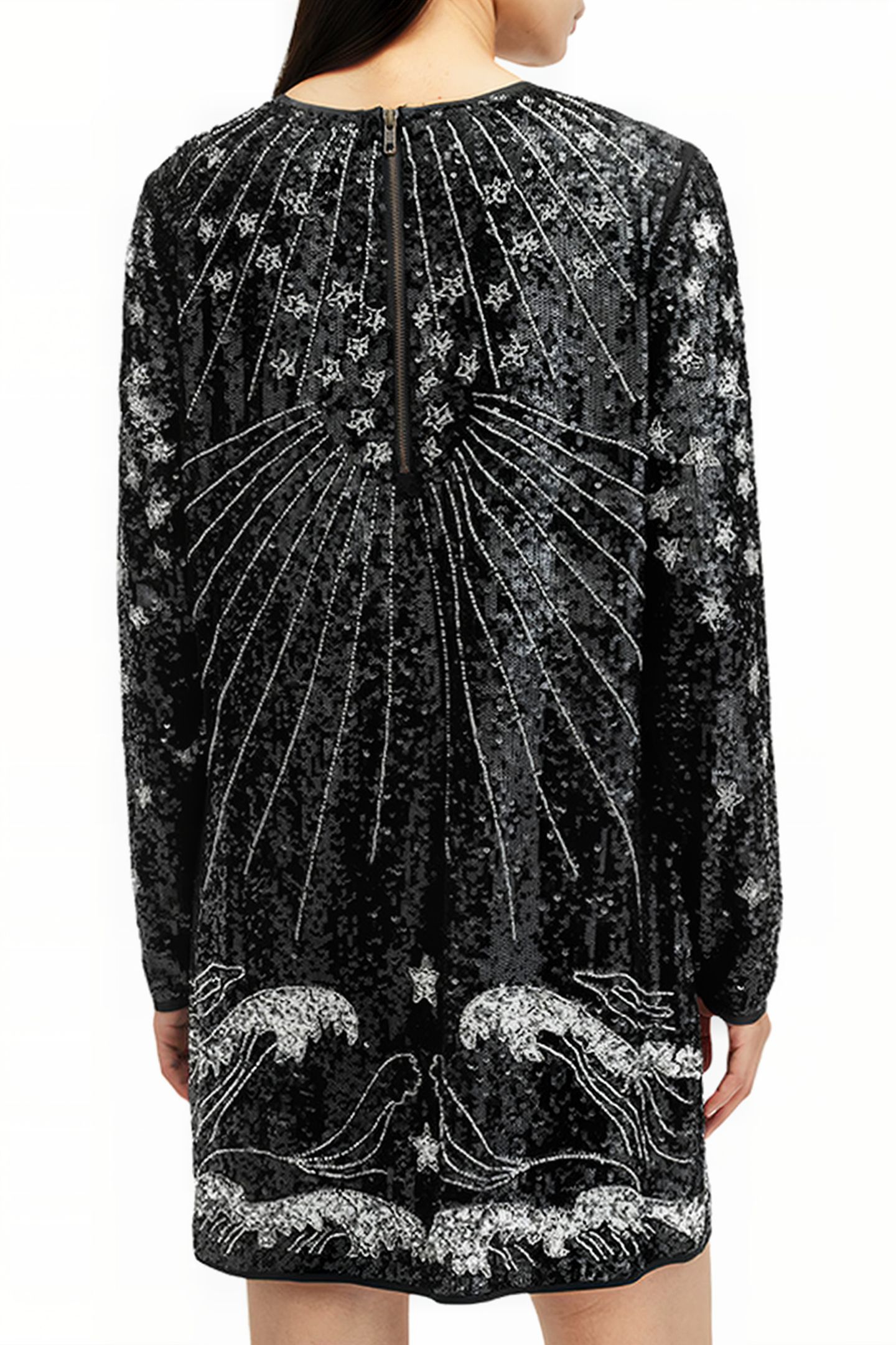 NOUSHKA EMB DRESS BLACK/SILVER 2