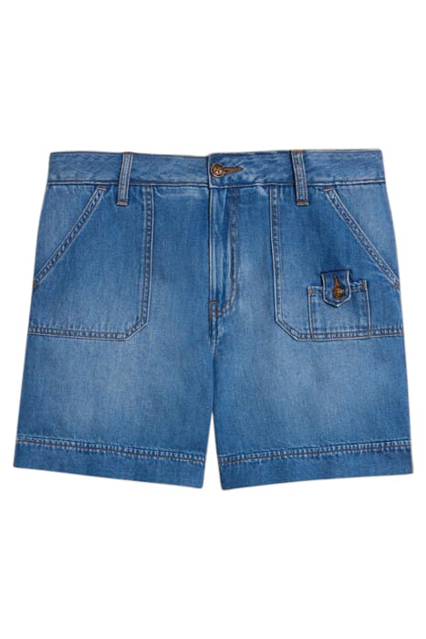 MOLLIE COMBAT DENIM SHORTS MID DENIM 4