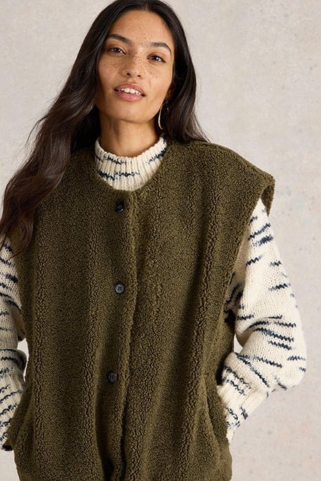BORG GILET KHAKI GREEN 3