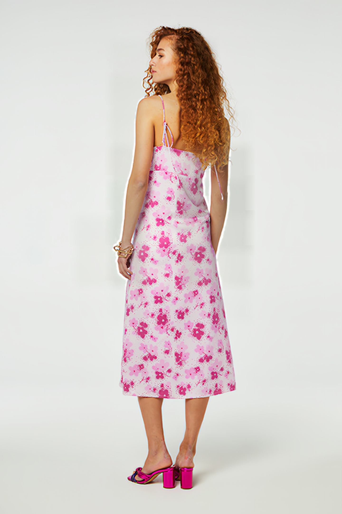 LISA DRESS HOT PINK/CREAM WHITE 2