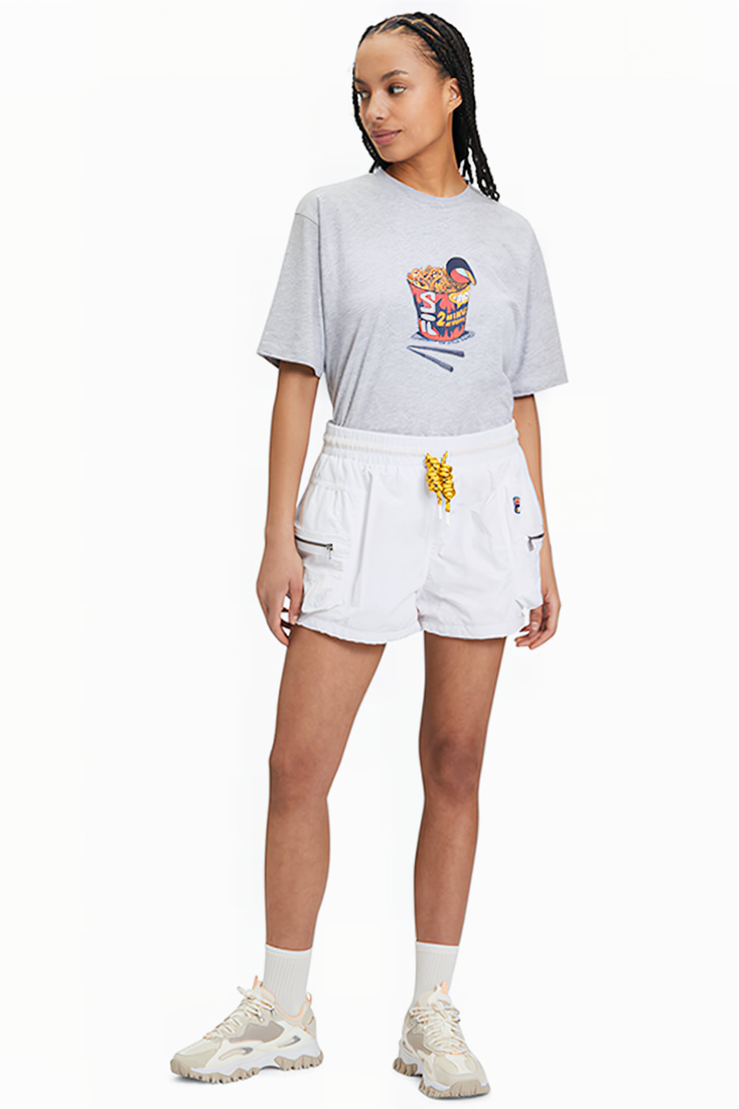 CRINKLE NYLON SHORTS WITH SIZE POCKETS WHITE 3