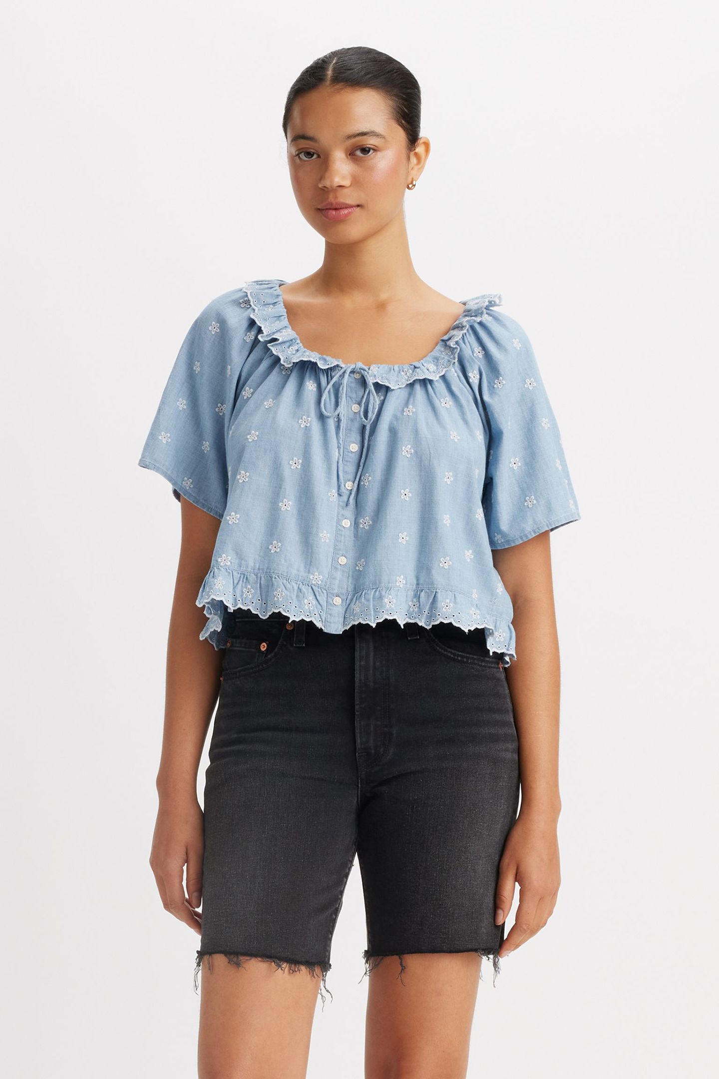 LYKA SHORT SLEEVE LIGHTWEIGHT BLOUSE 1