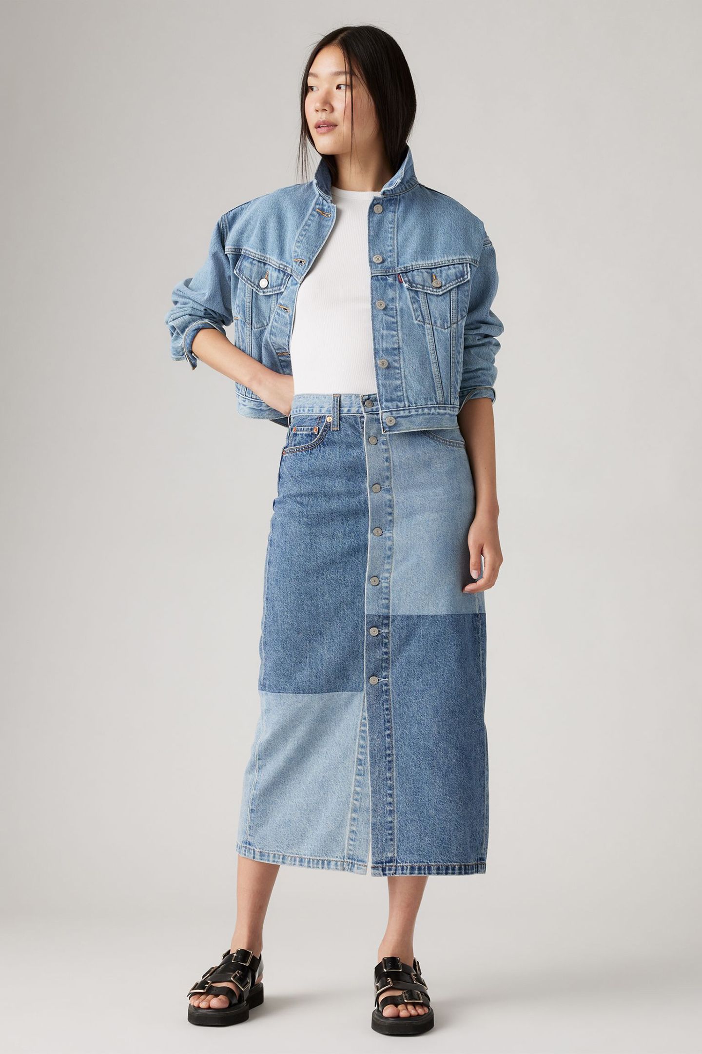 BUTTON MIDI SKIRT 6