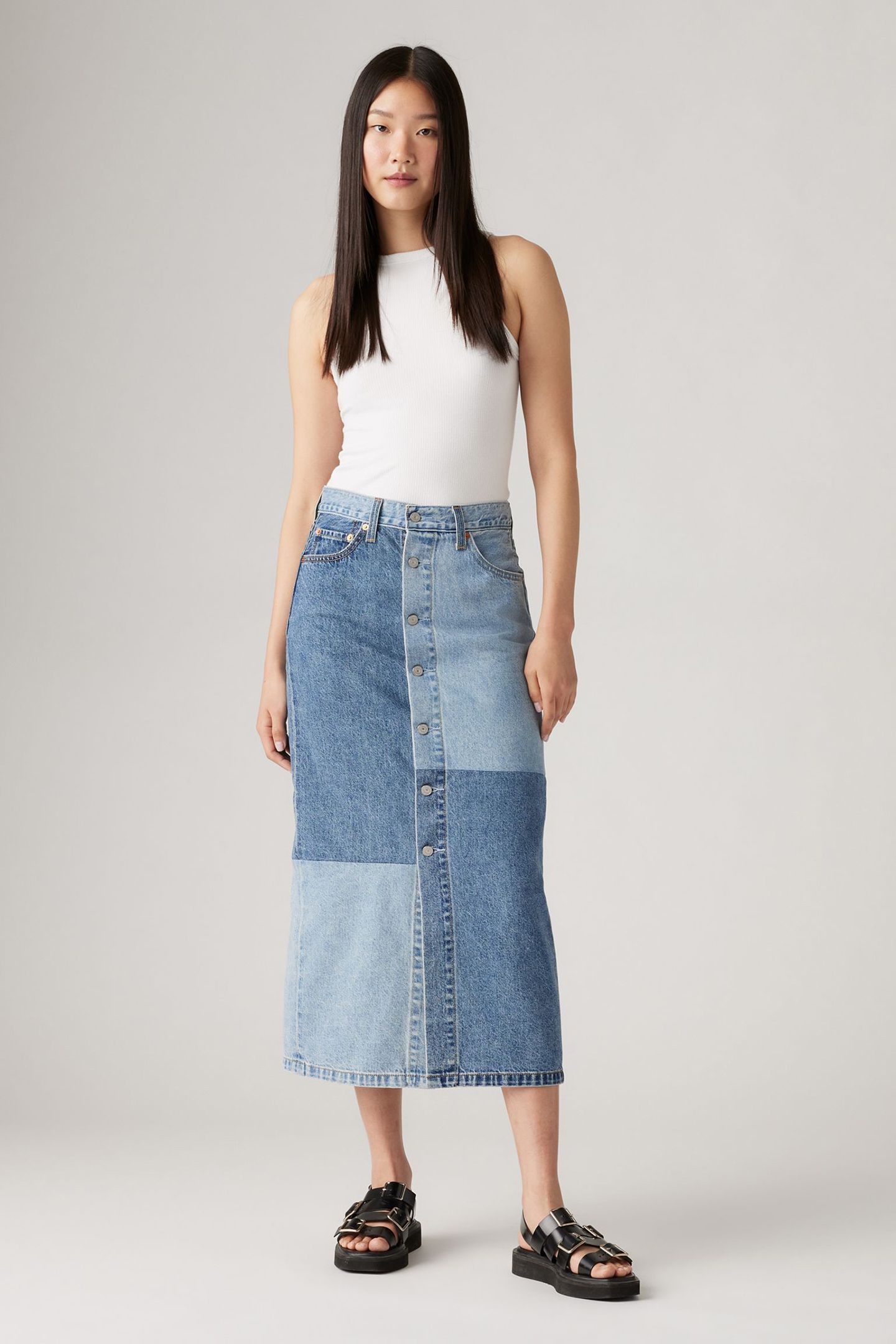 BUTTON MIDI SKIRT 2