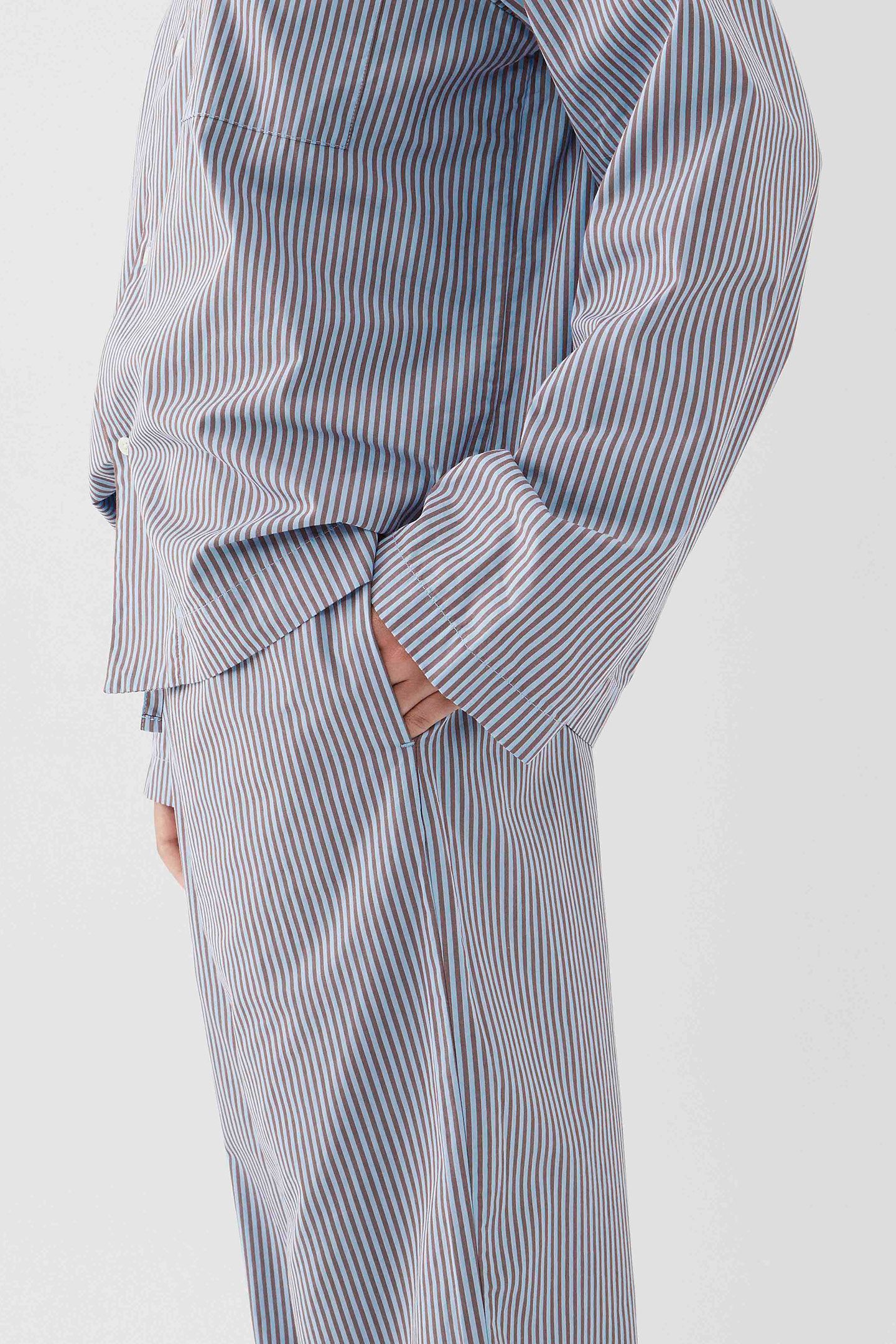 UNISEX POPLIN, PYJAMAS PANTS BROWN BLUE 2