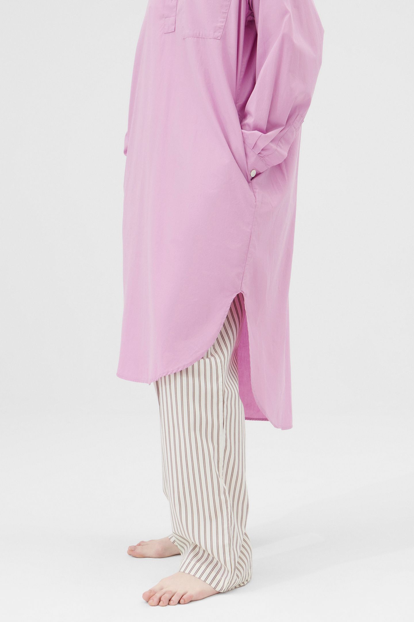 UNISEX POPLIN, NIGHT SHIRT PURPLE PINK 3