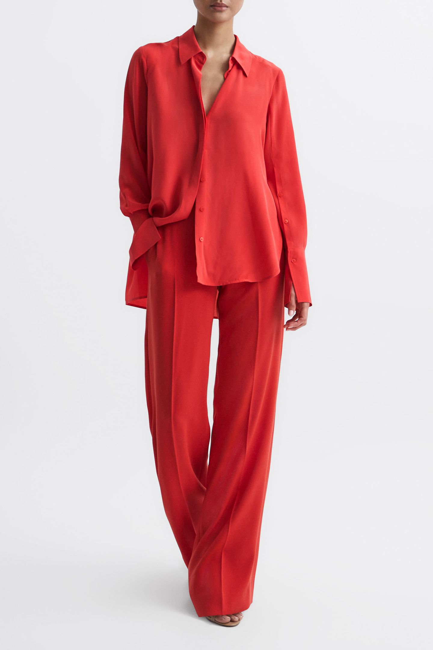 KIA MATTE SILK BLOUSE — CORAL 3